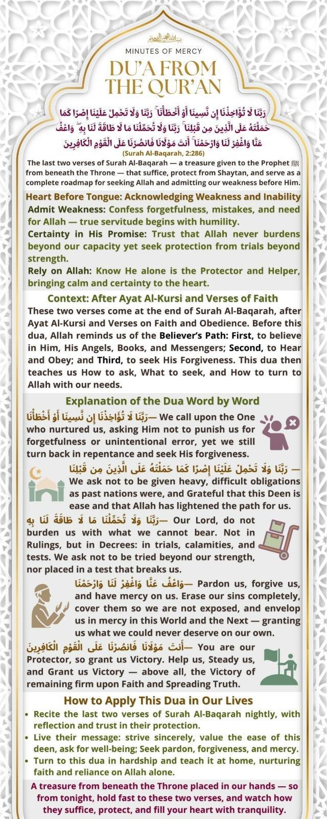♥️ 05. Surah Al Baqarah Our Lord, do not impose blame upon us if we forget or make a mistake..