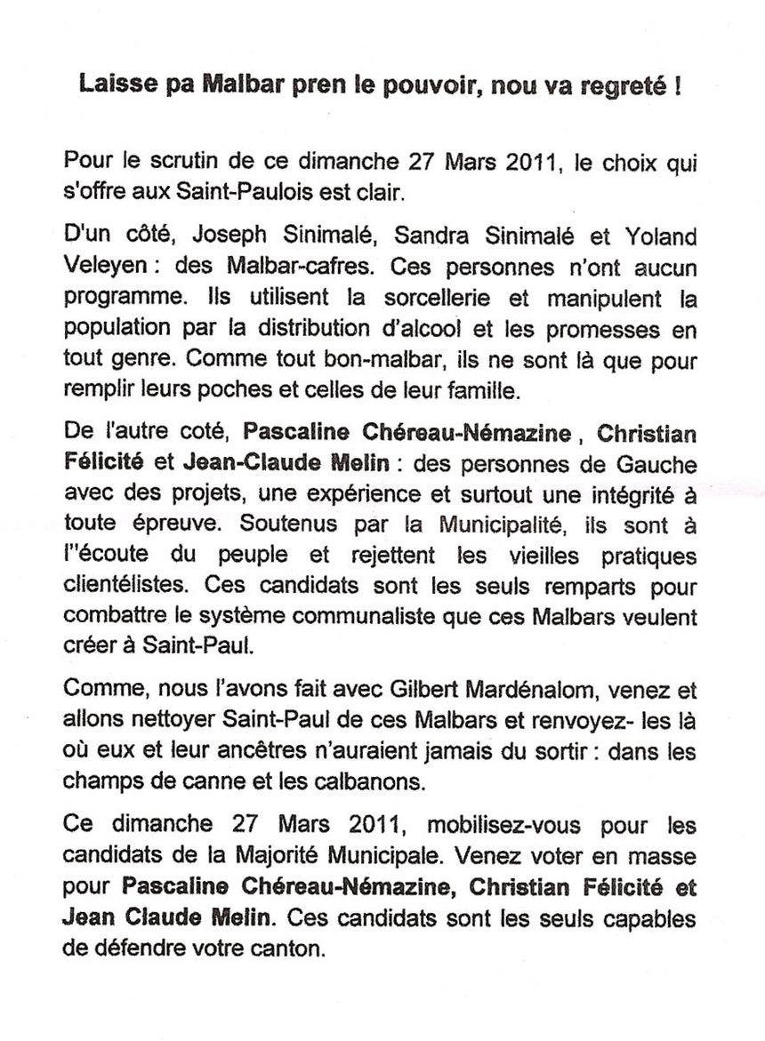 Un Réunionnais ne peut pas écrire ça…