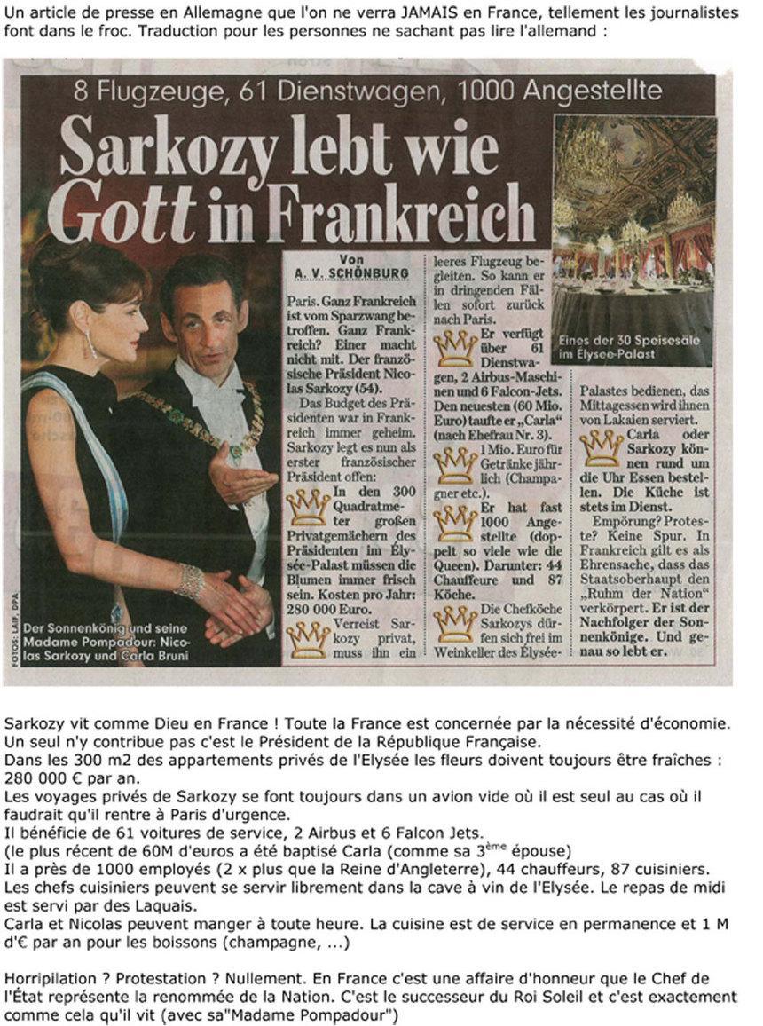 Sarkozy vit comme Dieu en France !