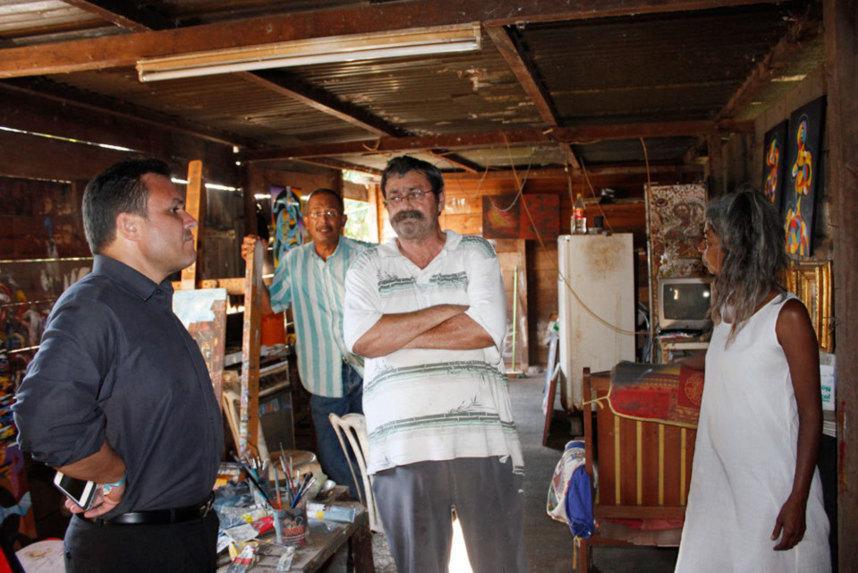 Le Président dans l'atelier de l'artiste