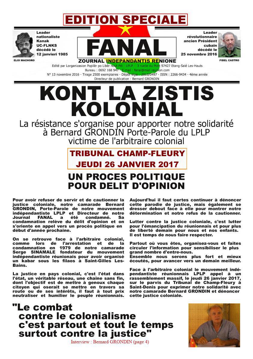 Bernard GRONDIN le Porte-Parole du mouvement LPLP au tribunal