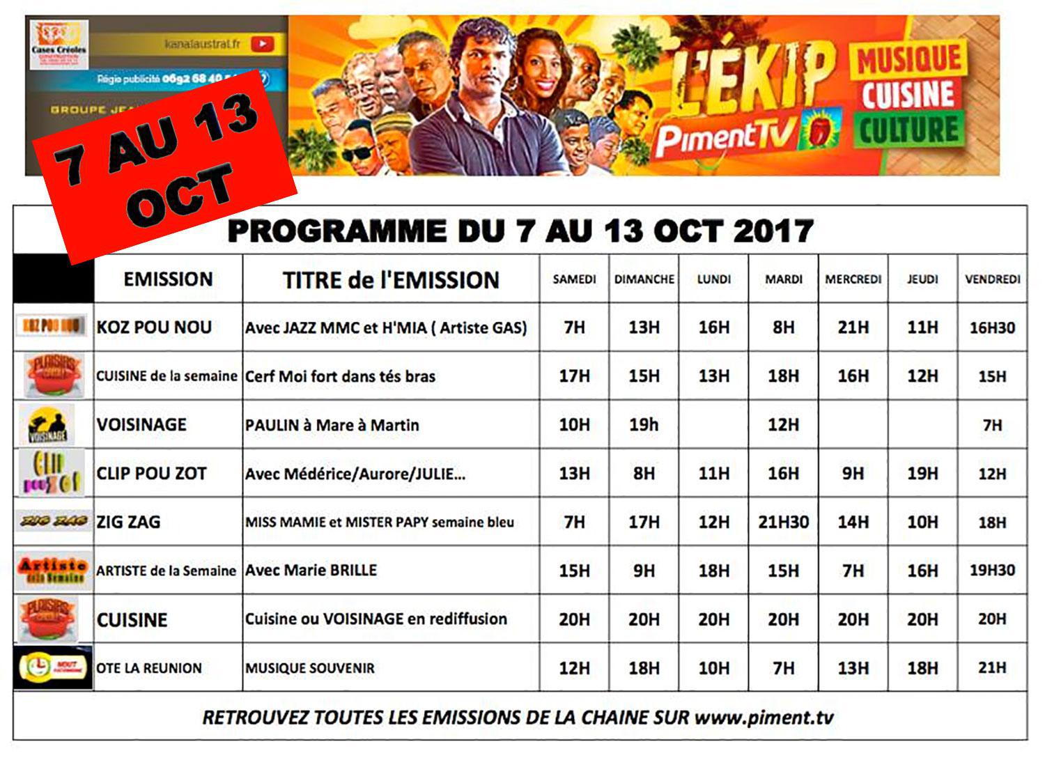 7 AU 13 OCTOBRE