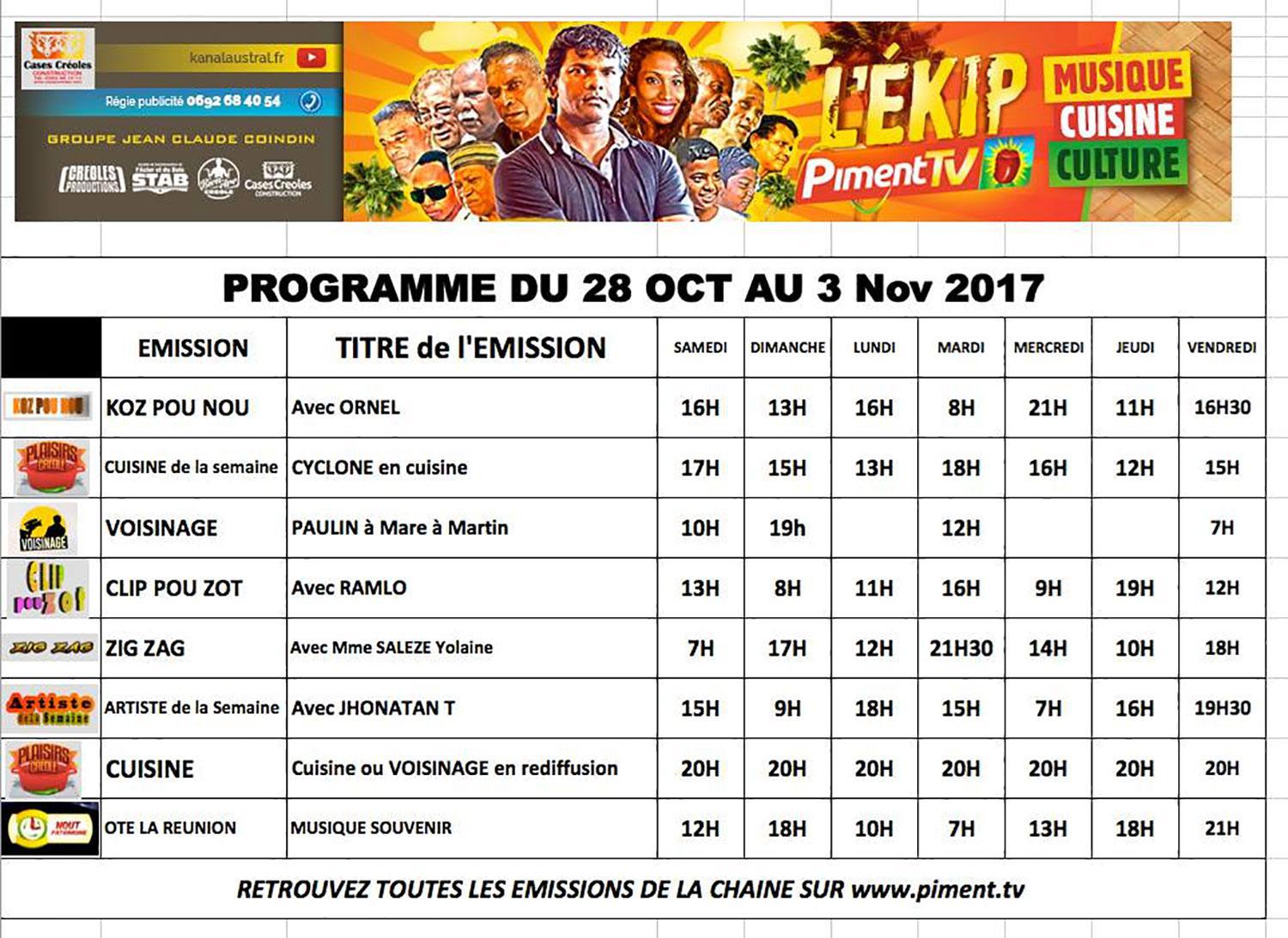 28 OCTOBRE au 3 NOVEMBRE