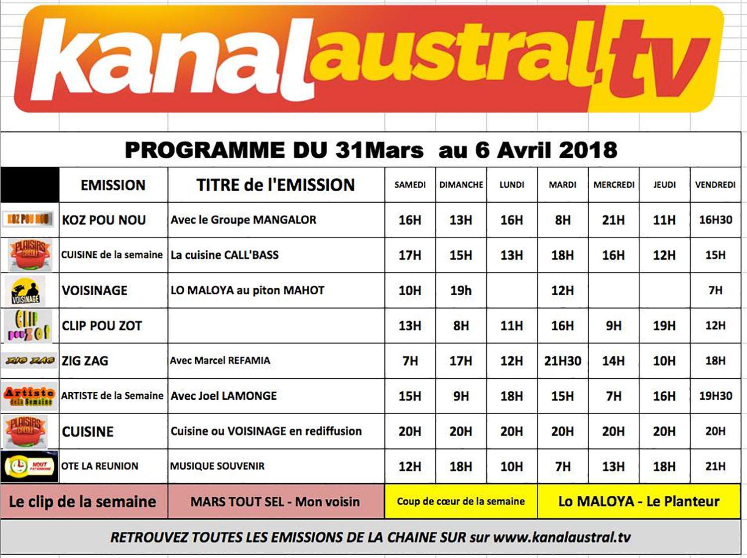 31 MARS au 6 AVRIL 2018