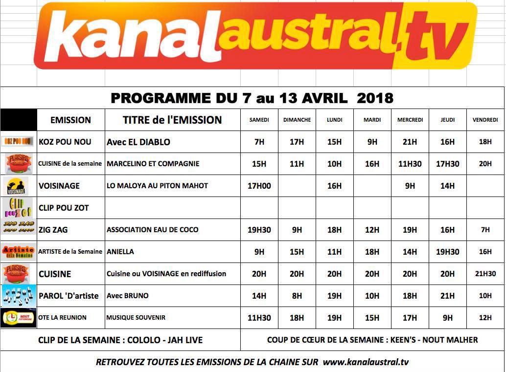7 au 13 AVRIL 2018