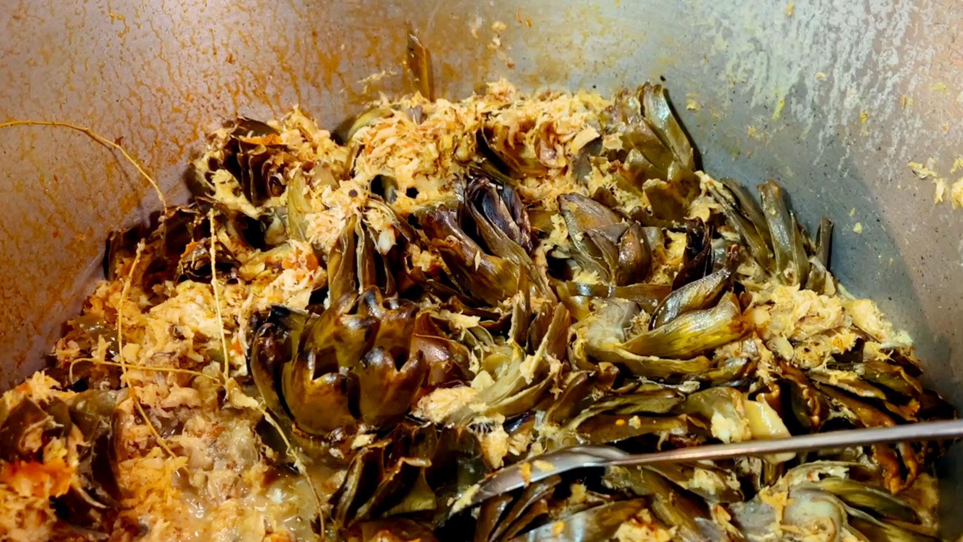 Bouillon d'artichauts à la morue