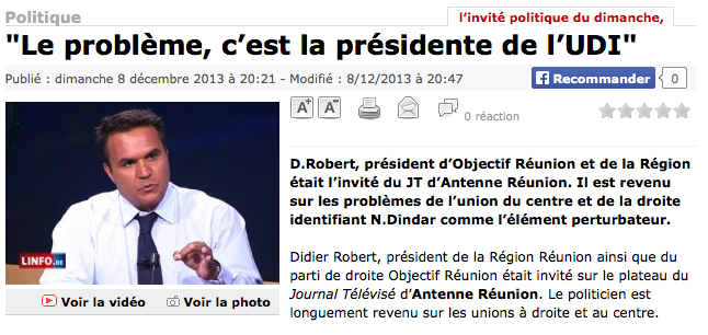 Didier Robert : "Le problème, c’est la présidente de l’UDI"