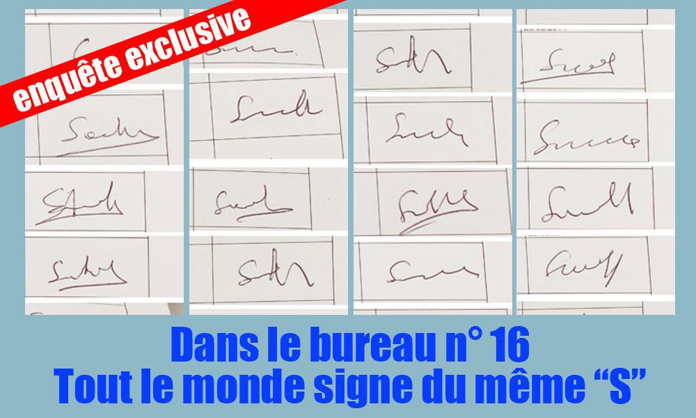 Signatures retrouvées sur les listes d'emargement du 16e bureau de Sainte-Suzanne