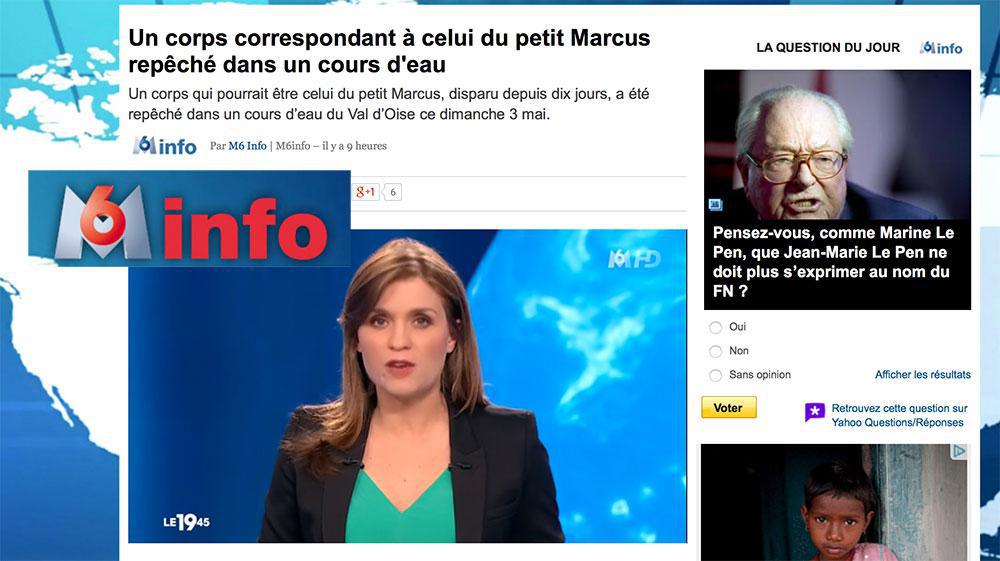 M6 : Un corps correspondant à celui du petit Marcus repêché dans un cours d'eau