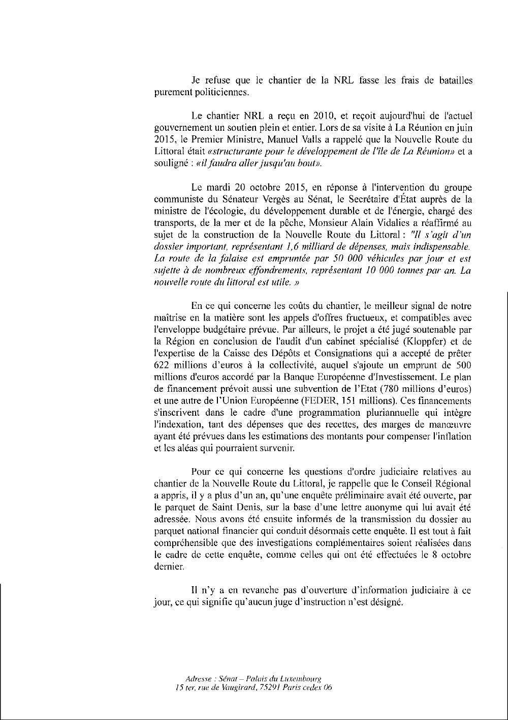 Didier ROBERT Sénateur répond à Paul VERGES Sénateur