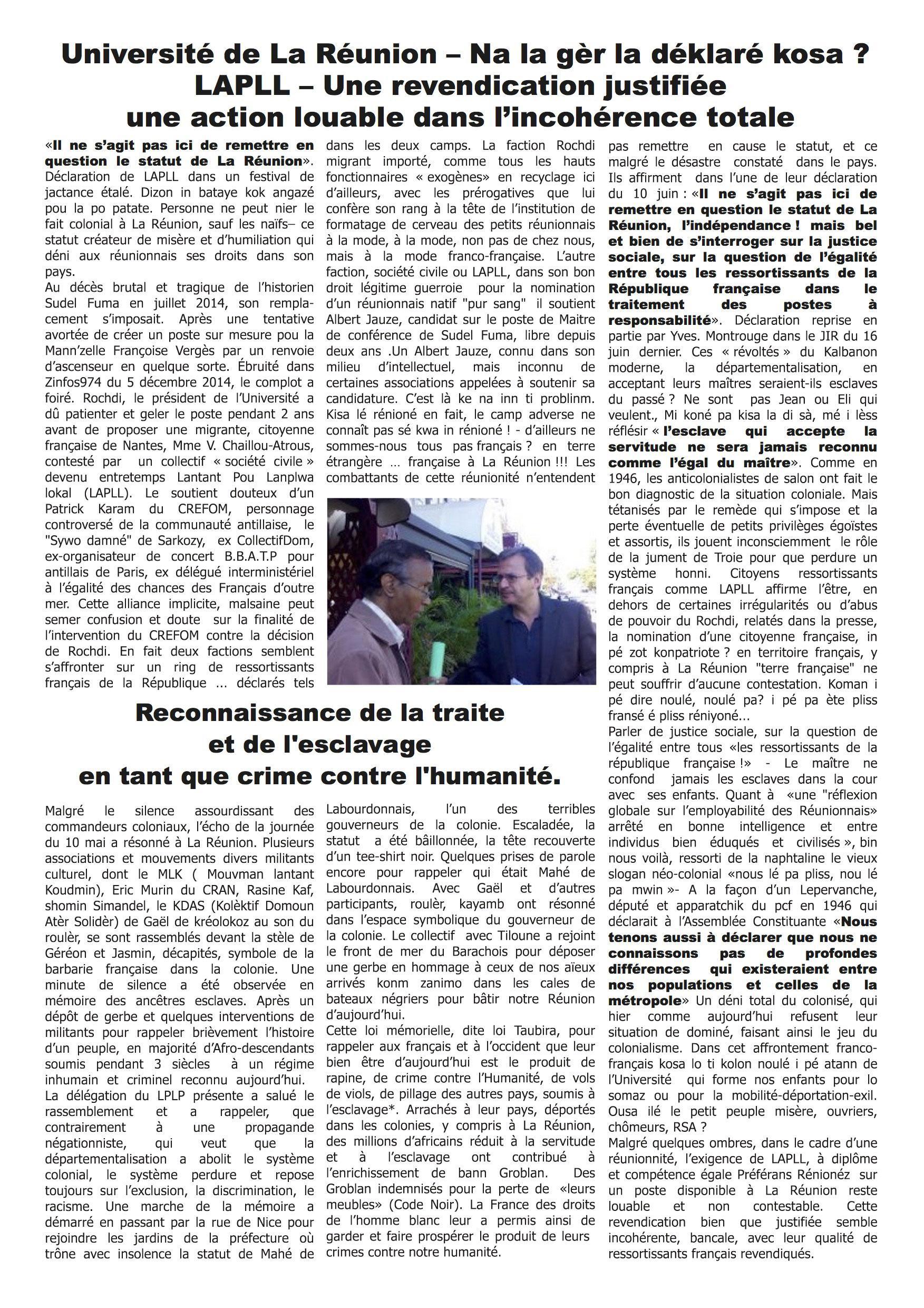 Université de La Réunion : La gèr lé déklaré kosa ?