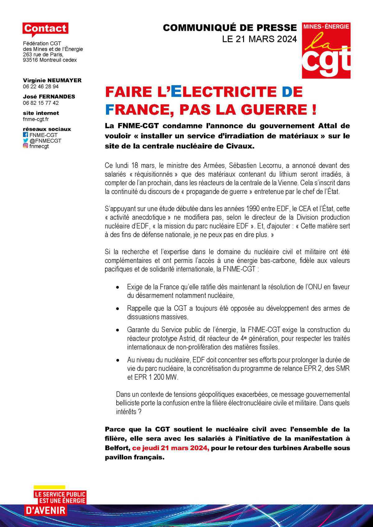 Faire L'Electricité De France, Pas la Guerre !