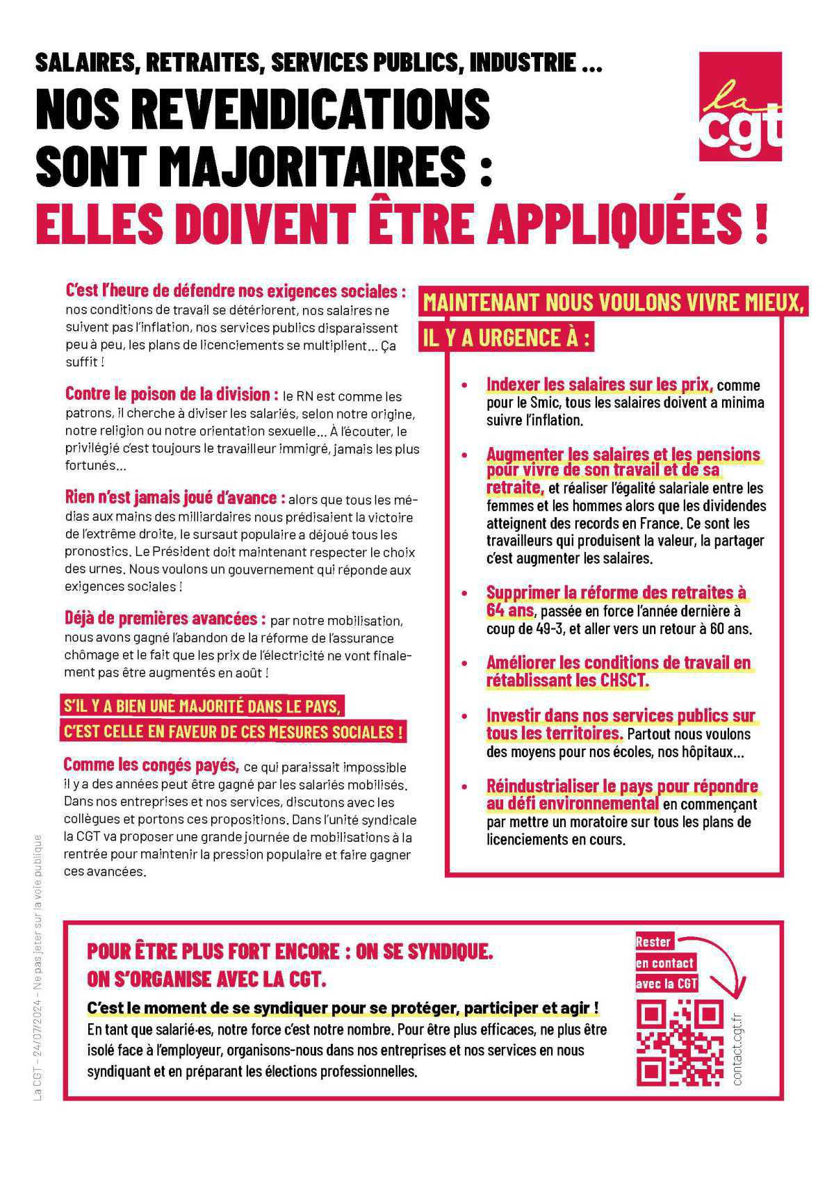 Nos revendications sont majoritaires !