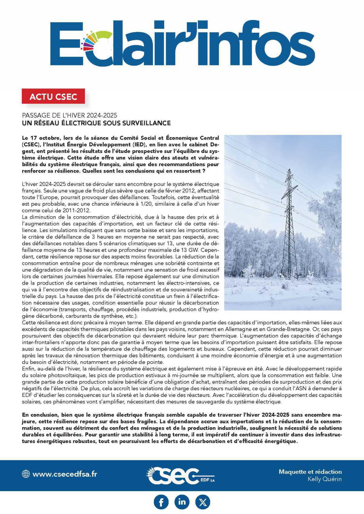 Eclair'Infos : Passage de l'hiver 2024 / 2025