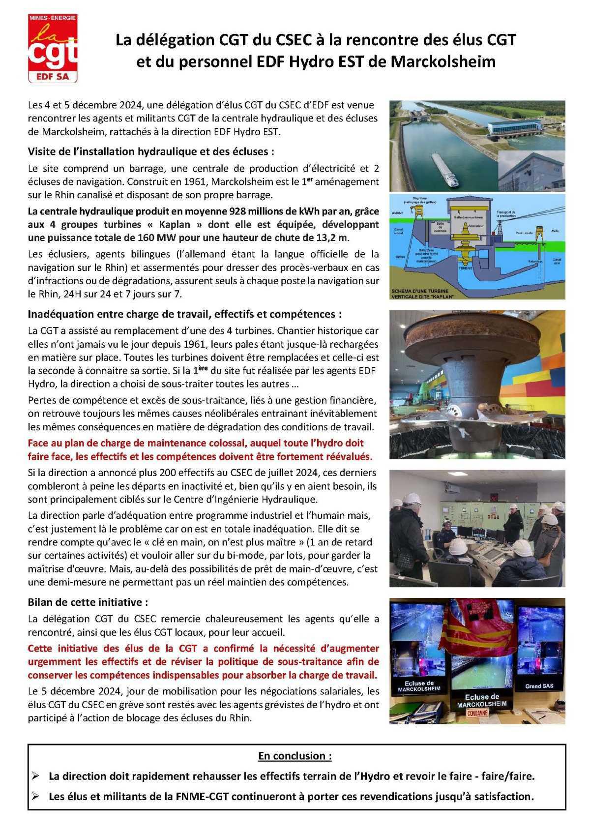 Visite CGT à EDF Hydro