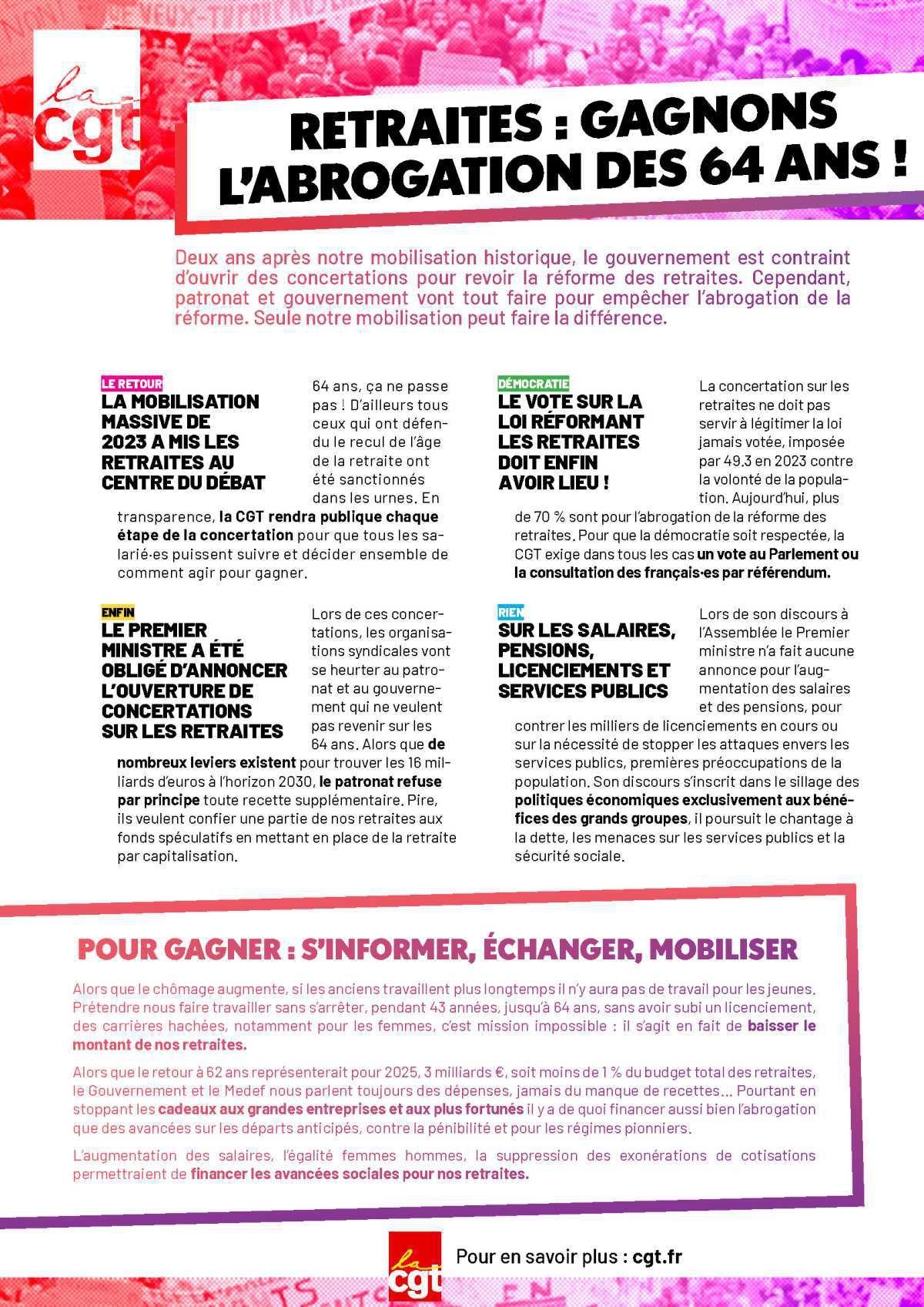Retraites : Gagnons l'abrogation de la retraite à 64 ans