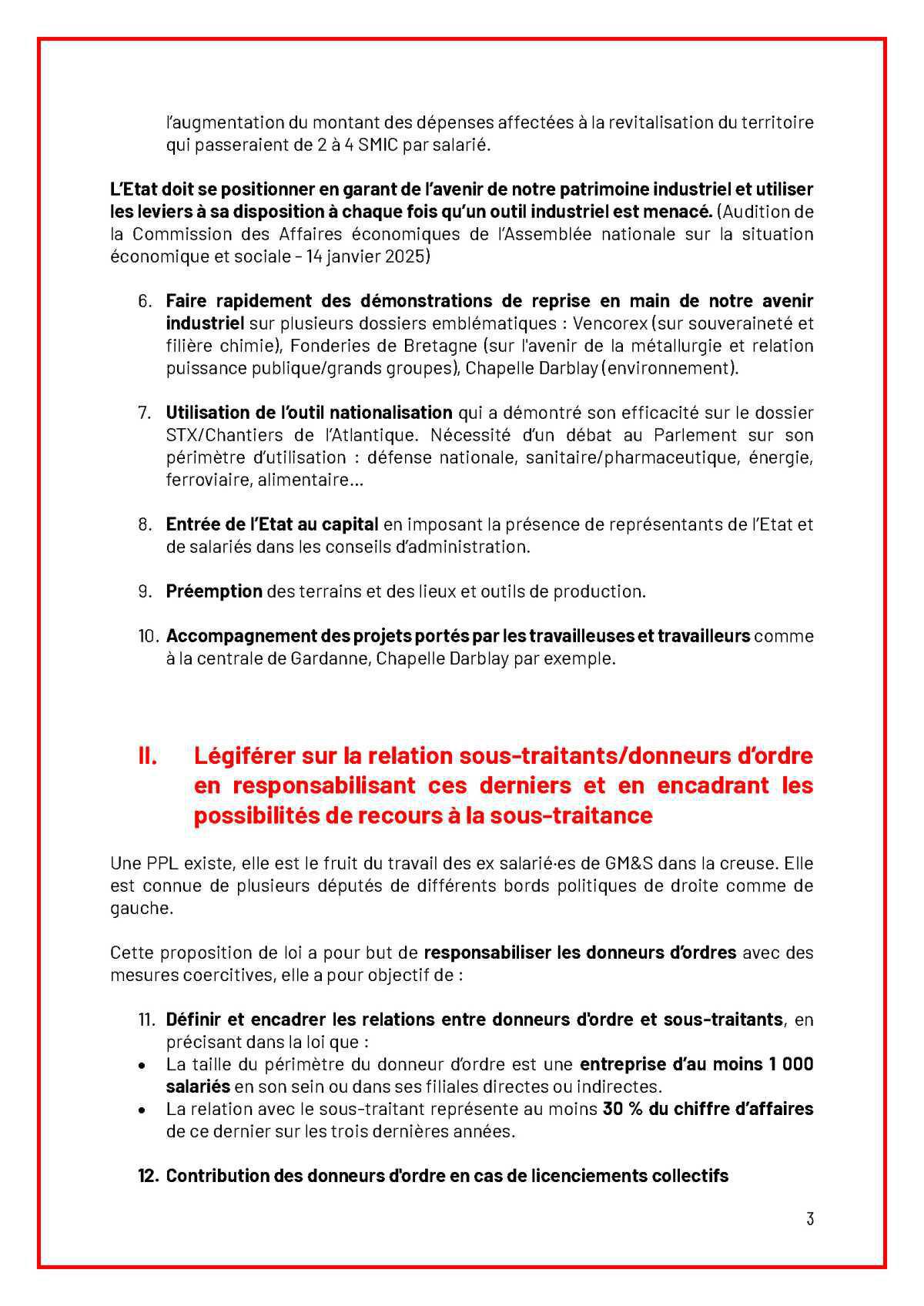 PROPOSITIONS DE LA CGT POUR L’INDUSTRIE ET L’EMPLOI