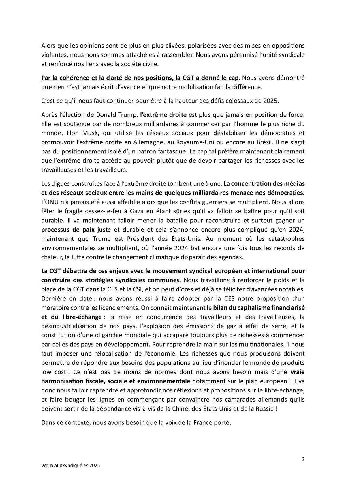 Voeux 2025 de Sophie Binet