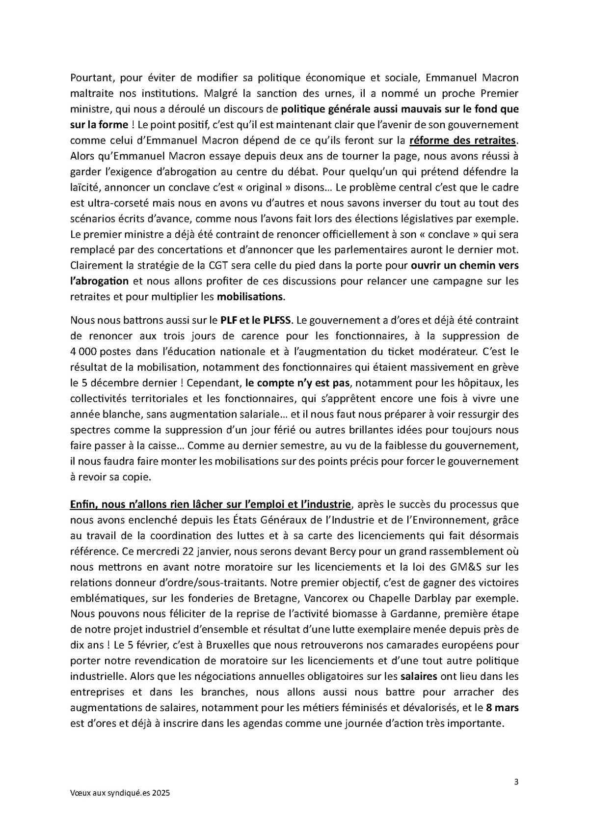 Voeux 2025 de Sophie Binet