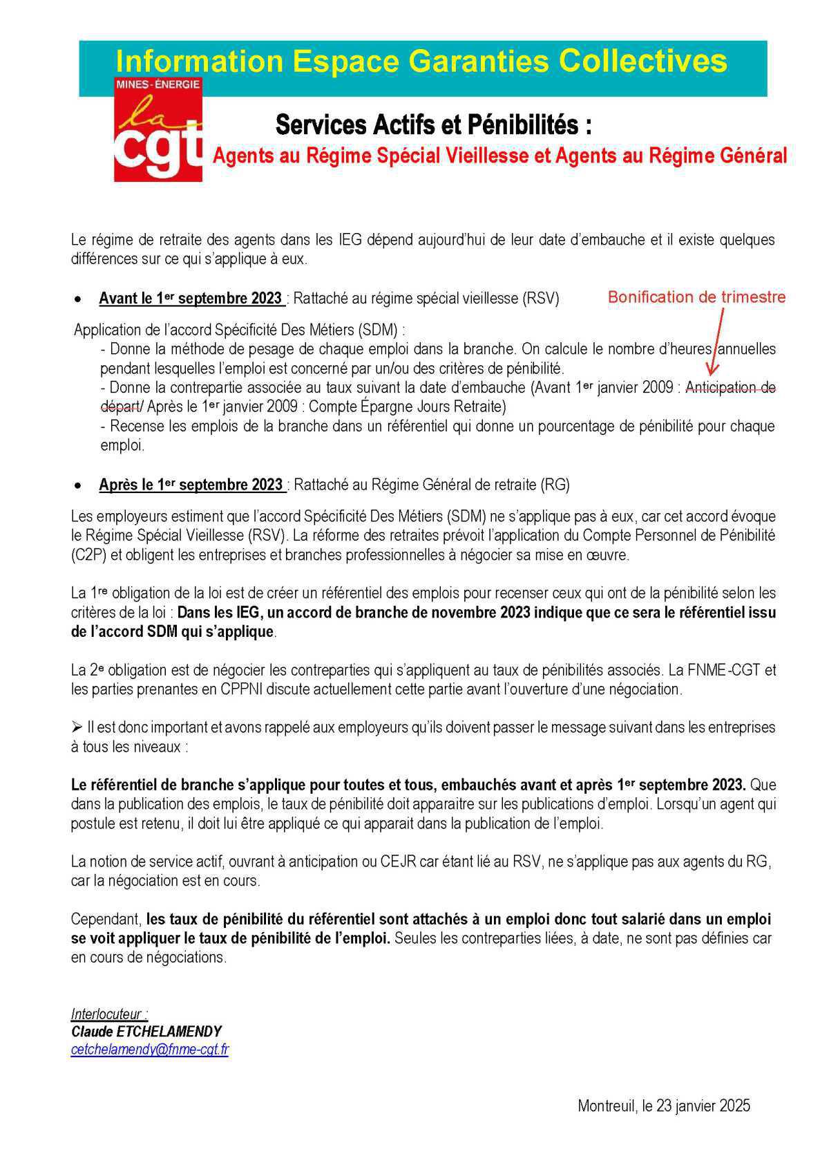 Service actif et pénibilité : Agents au Régime Spécial Vieillesse et Agents au Régime Général