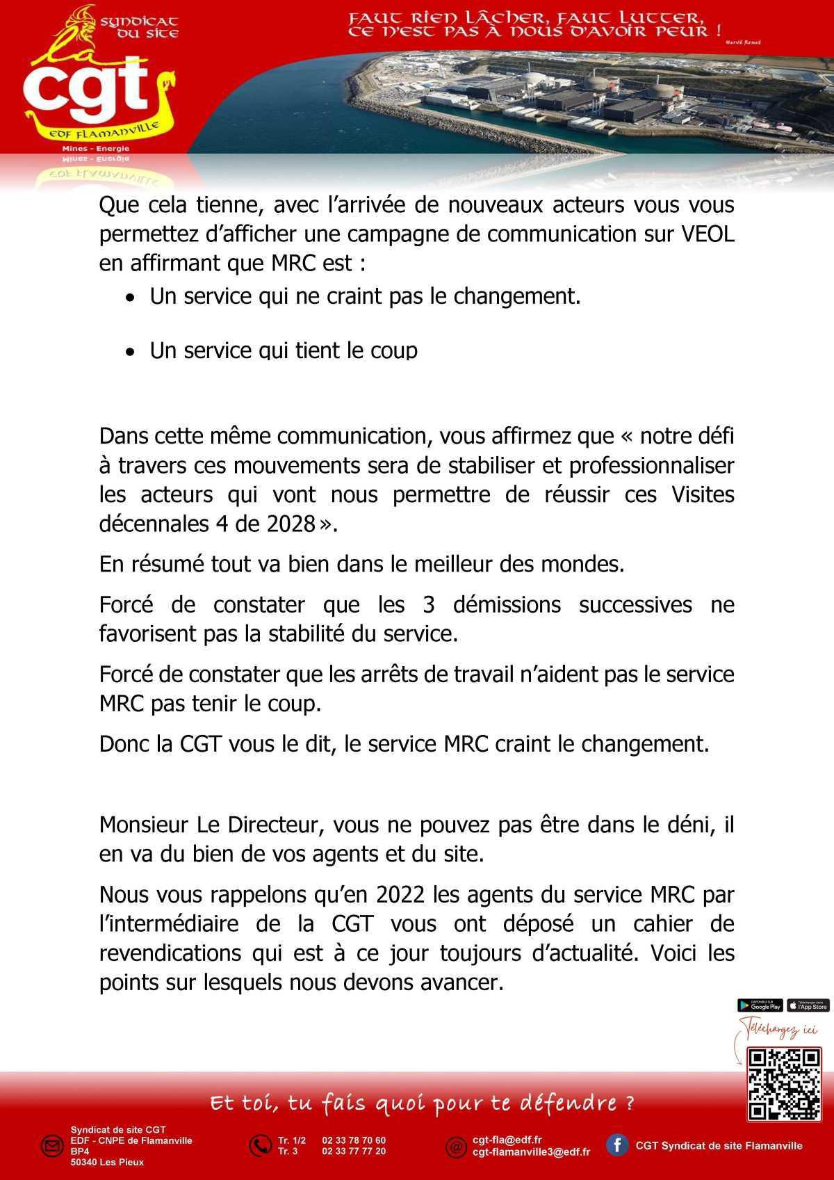 Lettre ouverte service MRC