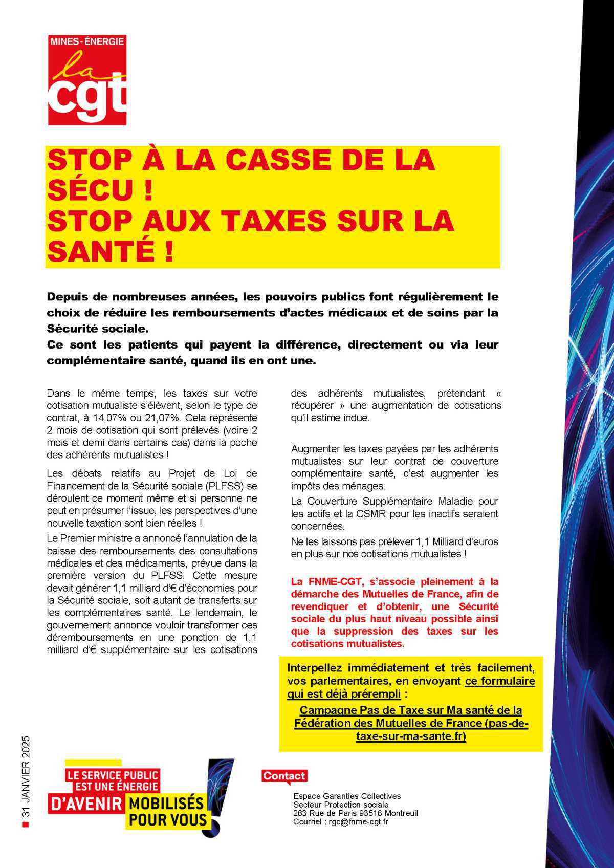 Stop à la casse de la Sécu ! Stop aux taxes sur la santé !