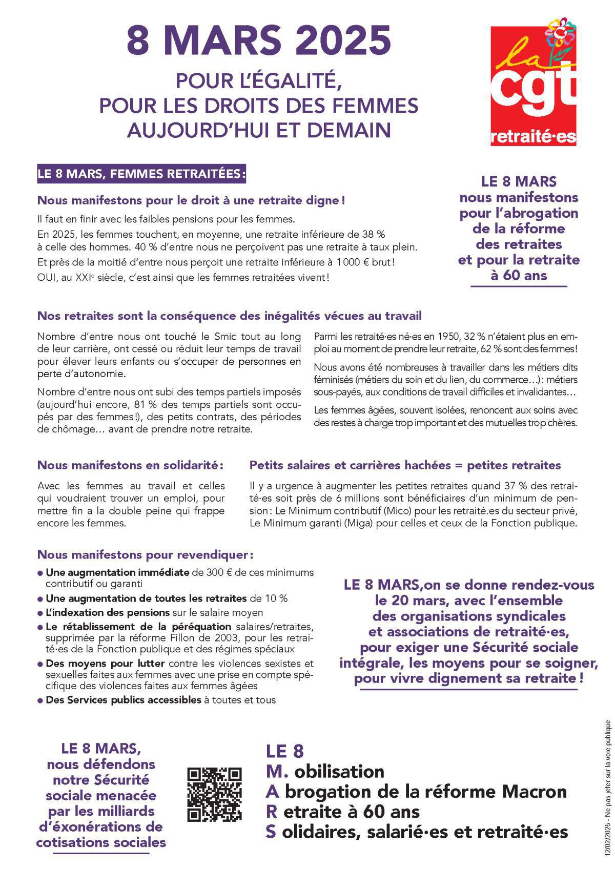 8 mars 2025 : Pour l'égalité