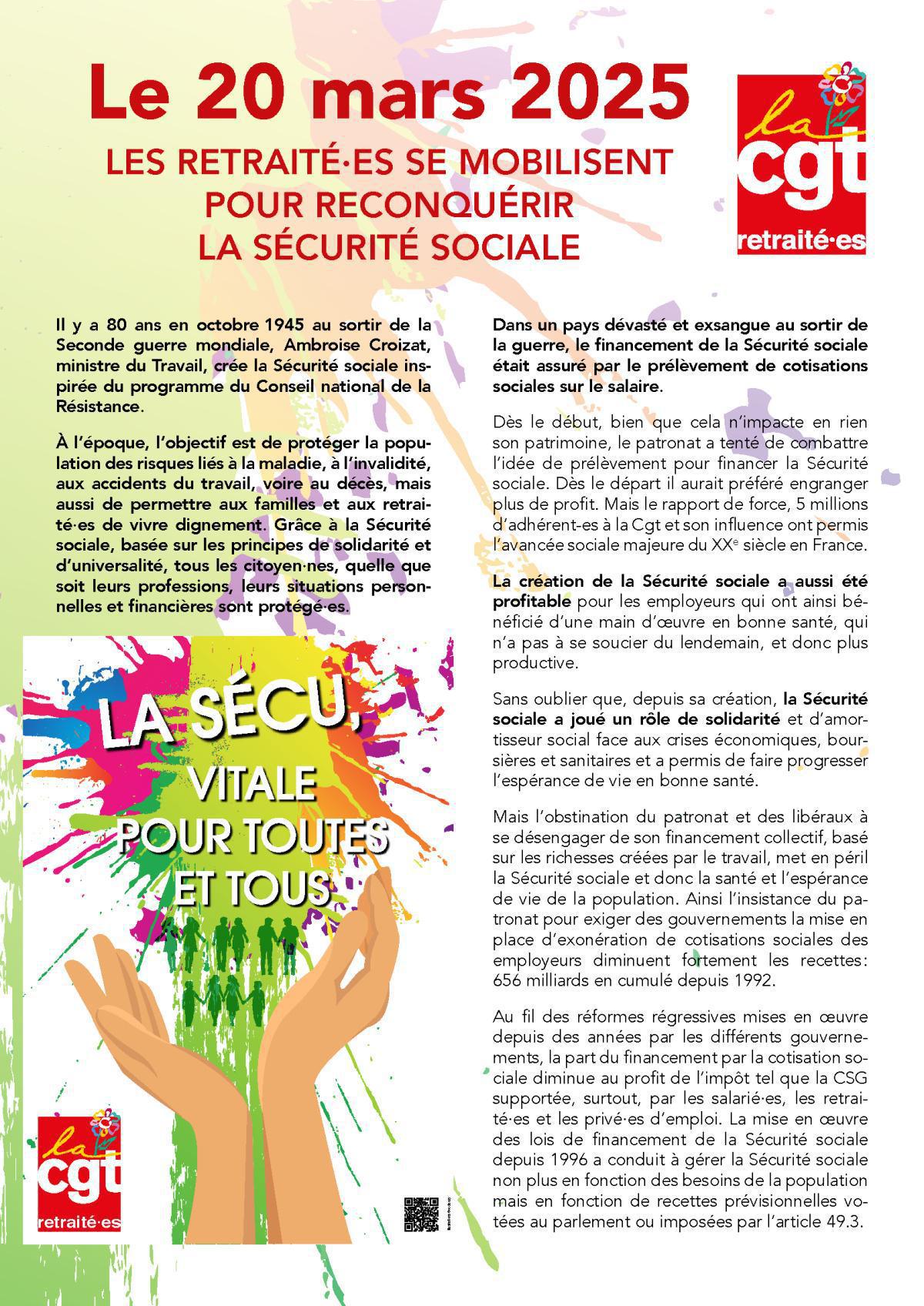 20 mars 2025 : Pour la sécurité sociale