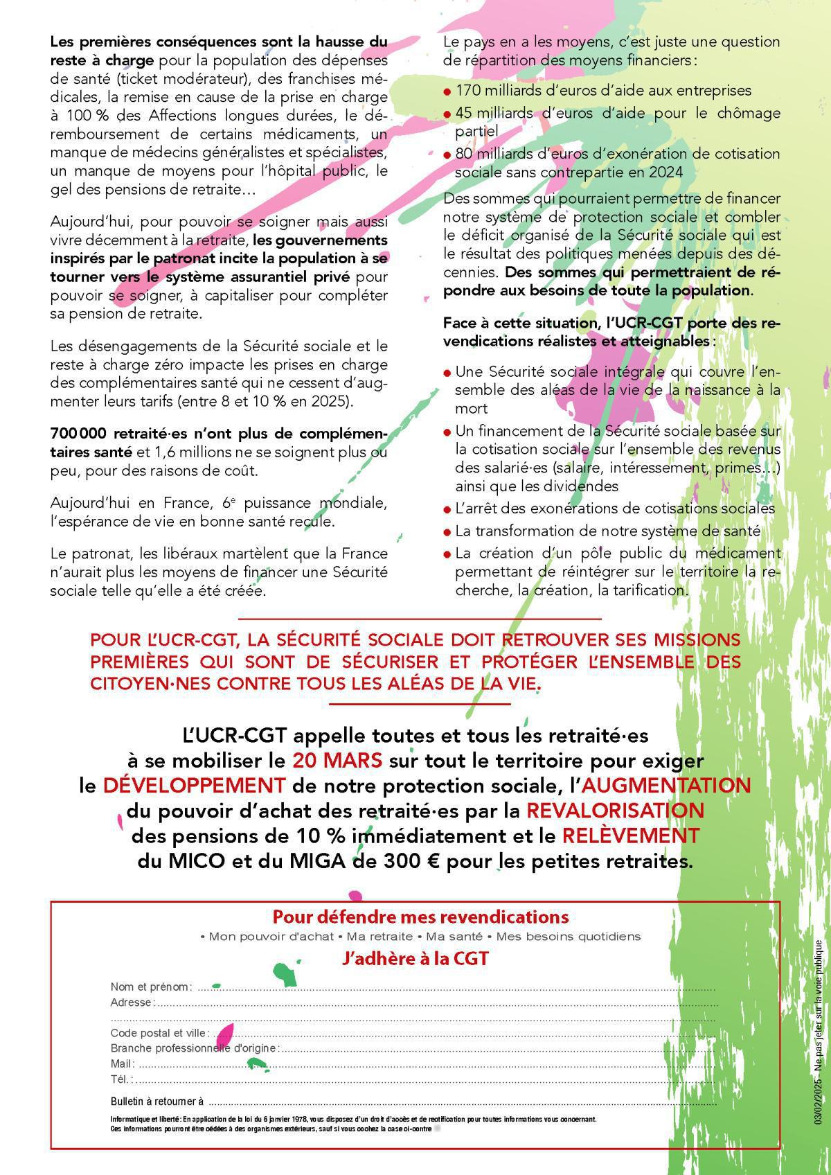 20 mars 2025 : Pour la sécurité sociale