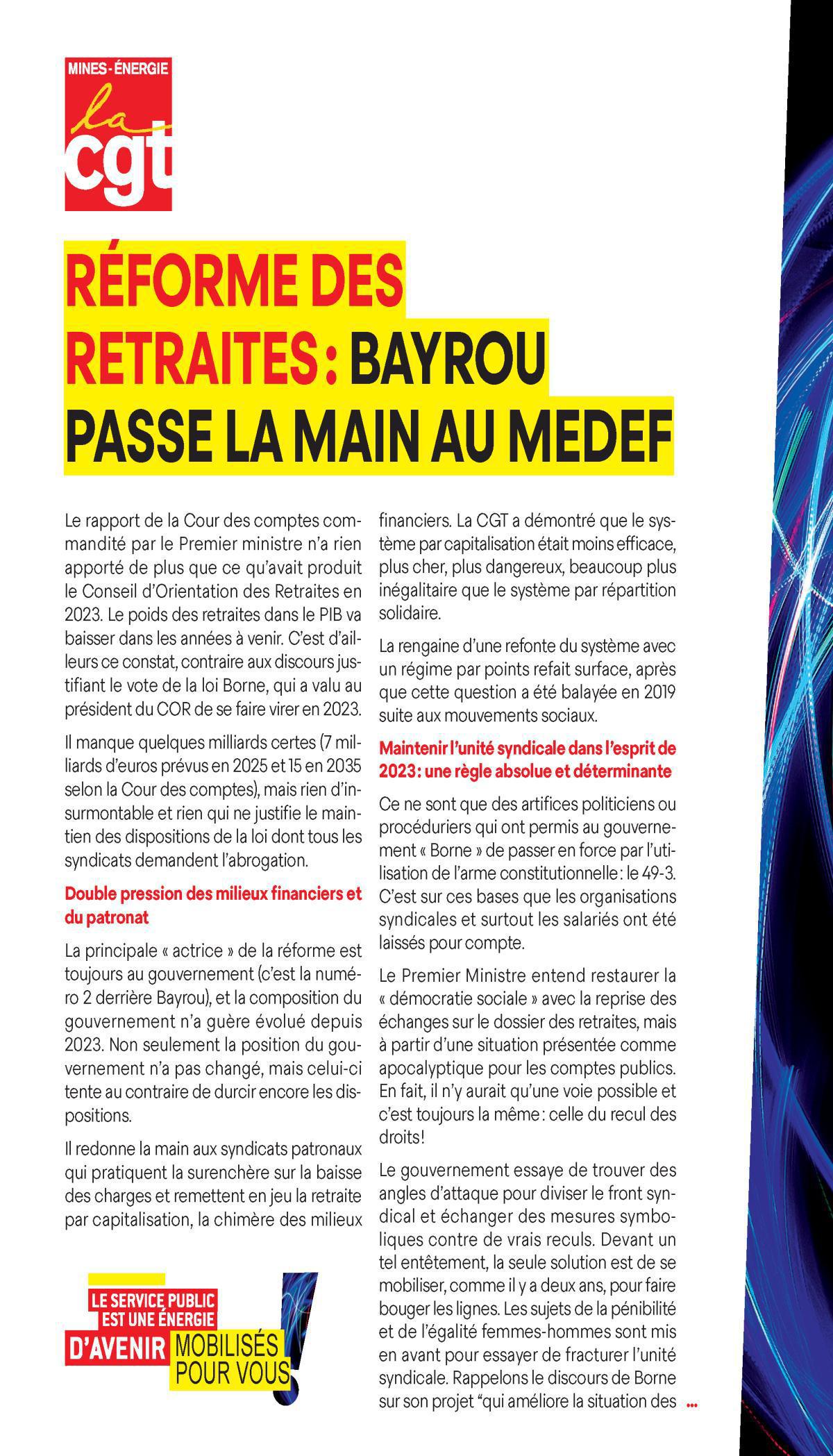 Réforme des retraites : Bayrou passe la main au Medef !