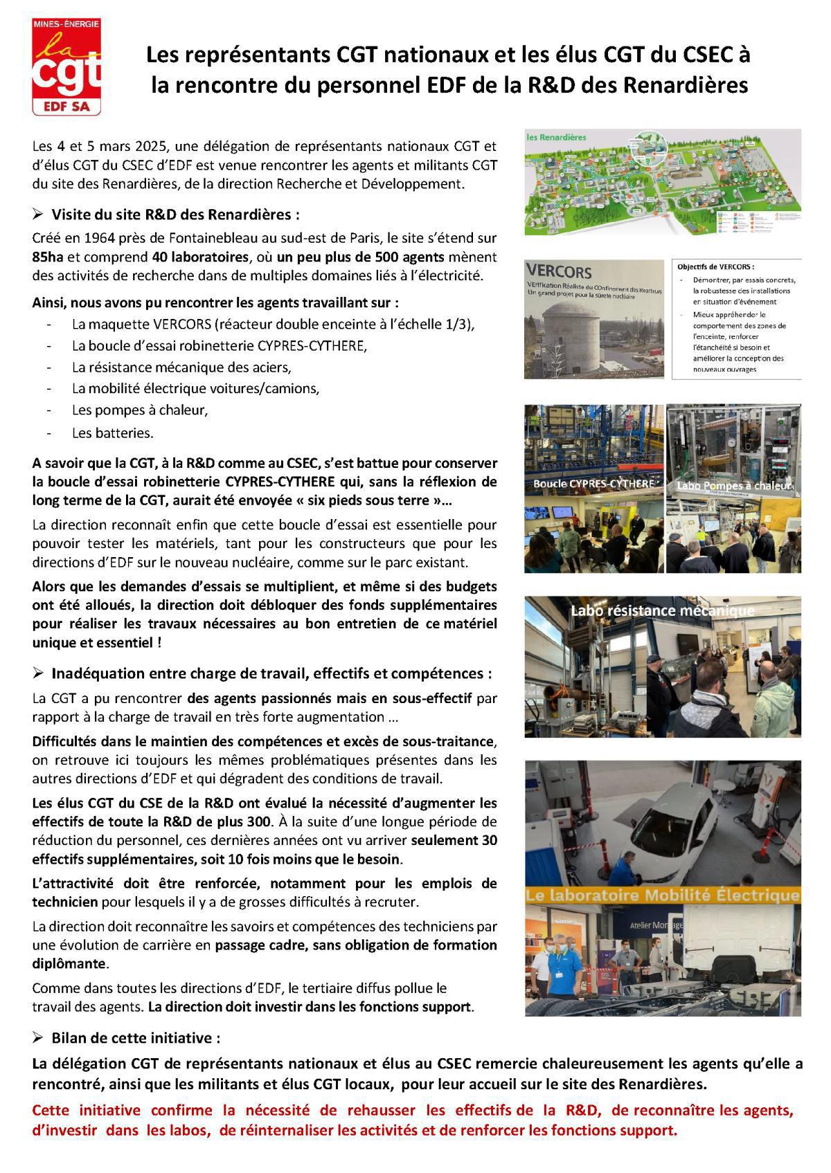 Le CSEC rencontre le personnel EDF de la R&D des Renardières