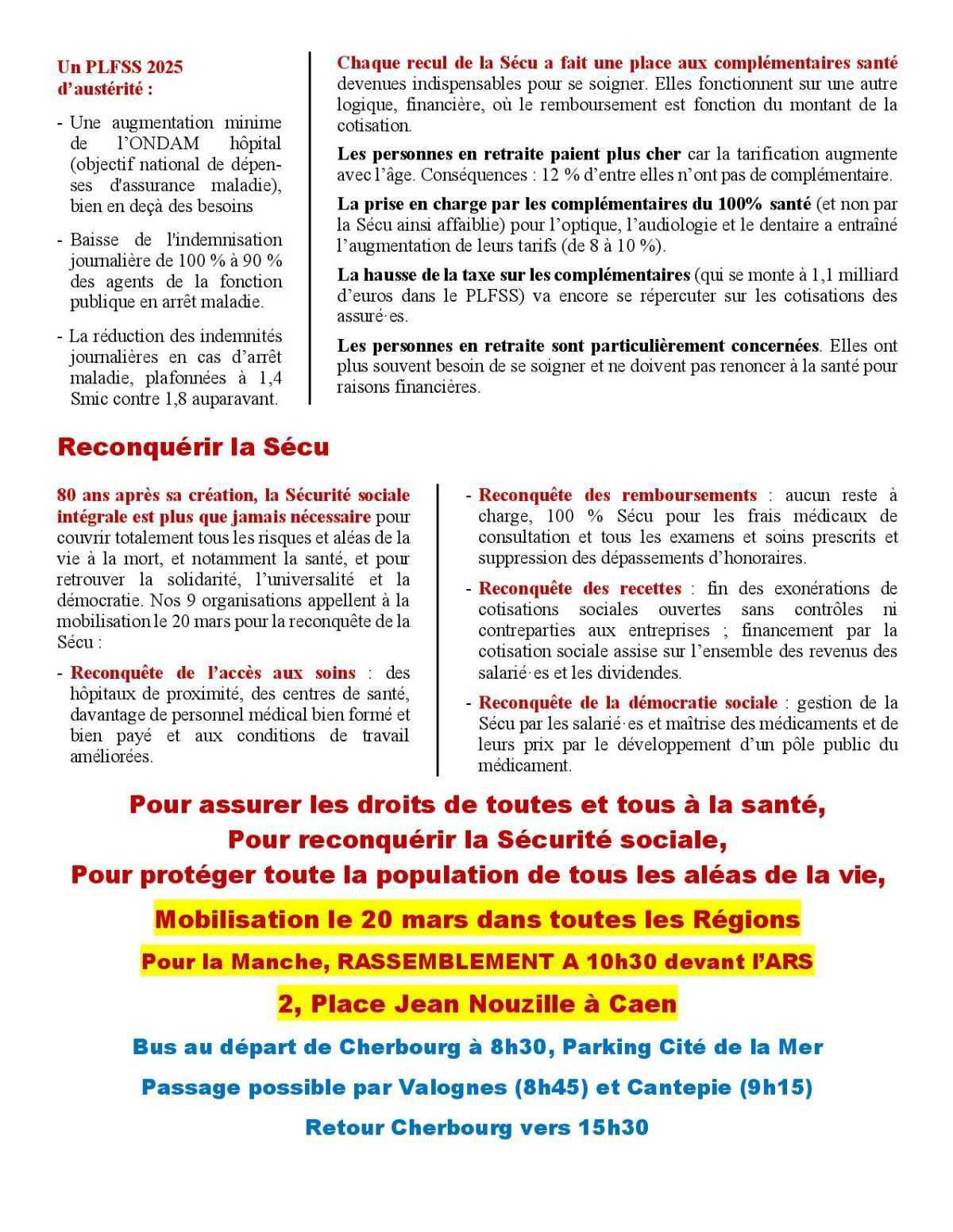 Pour l’accès aux soins de toutes et tous, pour la reconquête de la sécurité sociale.