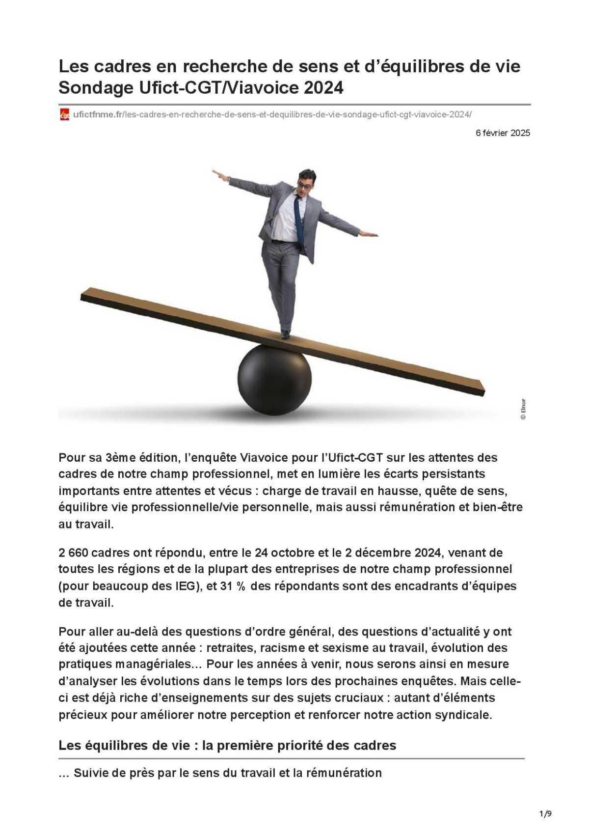 Les cadres en recherche de sens et d'équilibre de vie.
