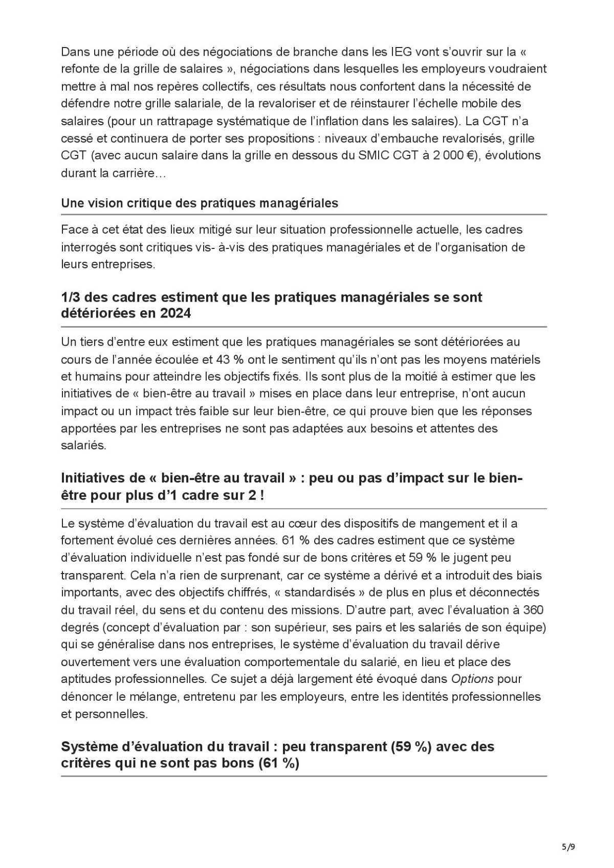 Les cadres en recherche de sens et d'équilibre de vie.