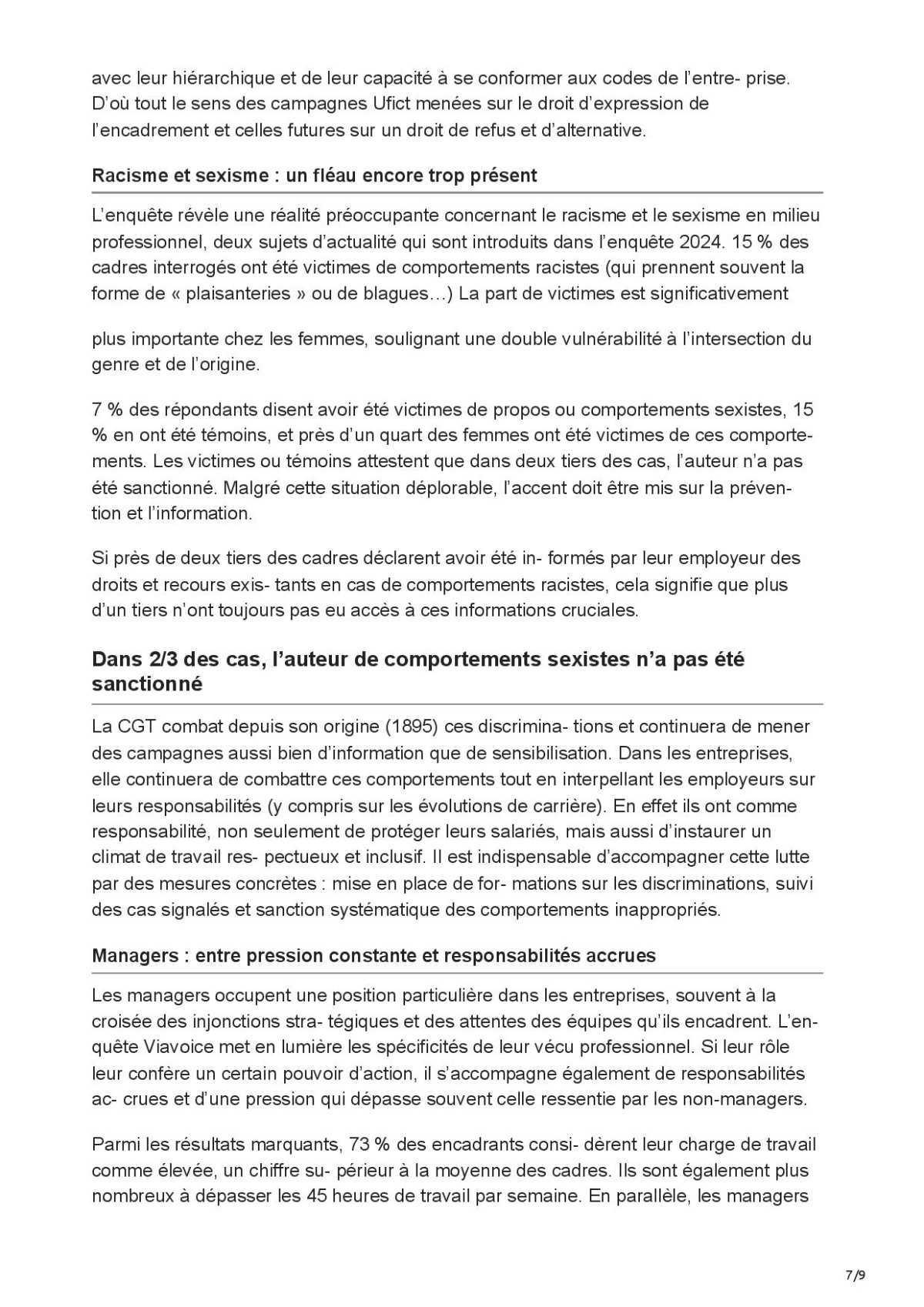 Les cadres en recherche de sens et d'équilibre de vie.