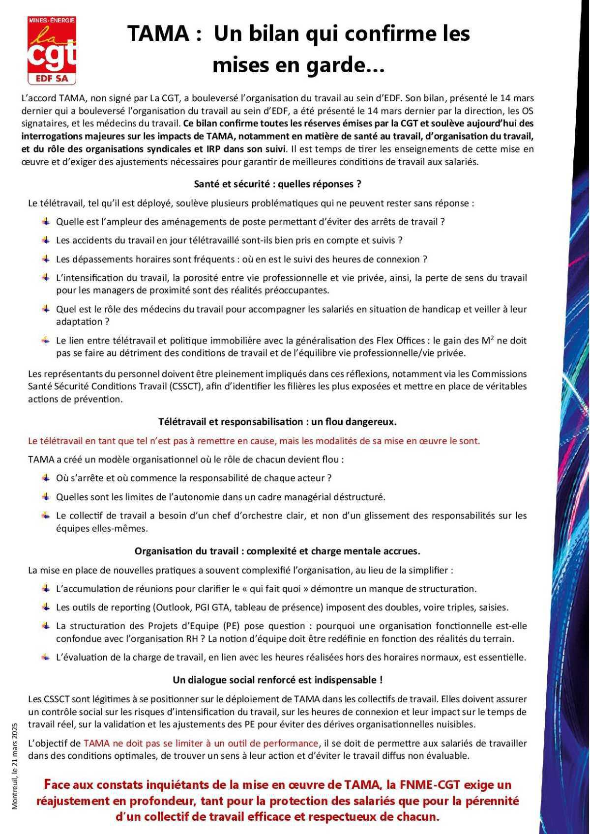 TAMA : Un bilan qui confirme les mises en garde...