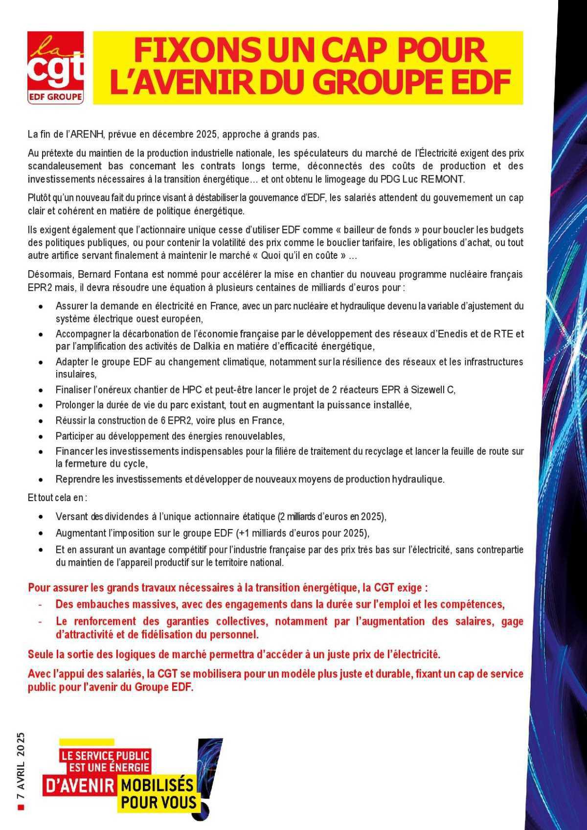 Fixons un cap pour l'avenir du groupe EDF