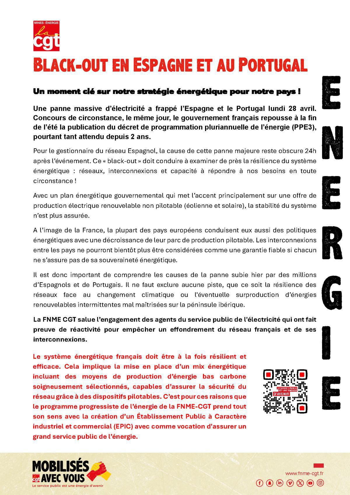 Black-Out en Espagne et au Portugal