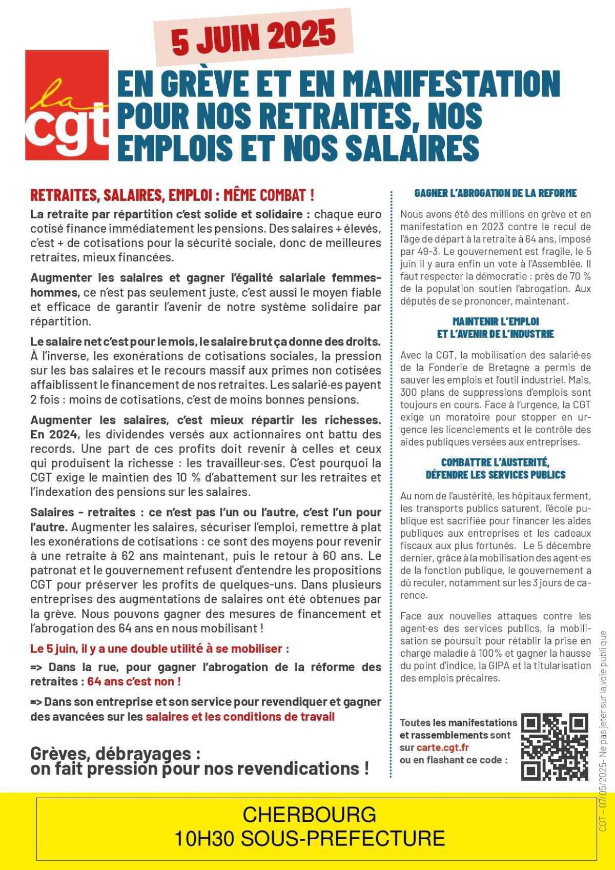 5 Juin 2025 : En grève et en manifestation pour nos retraites, nos emplois et nos salaires