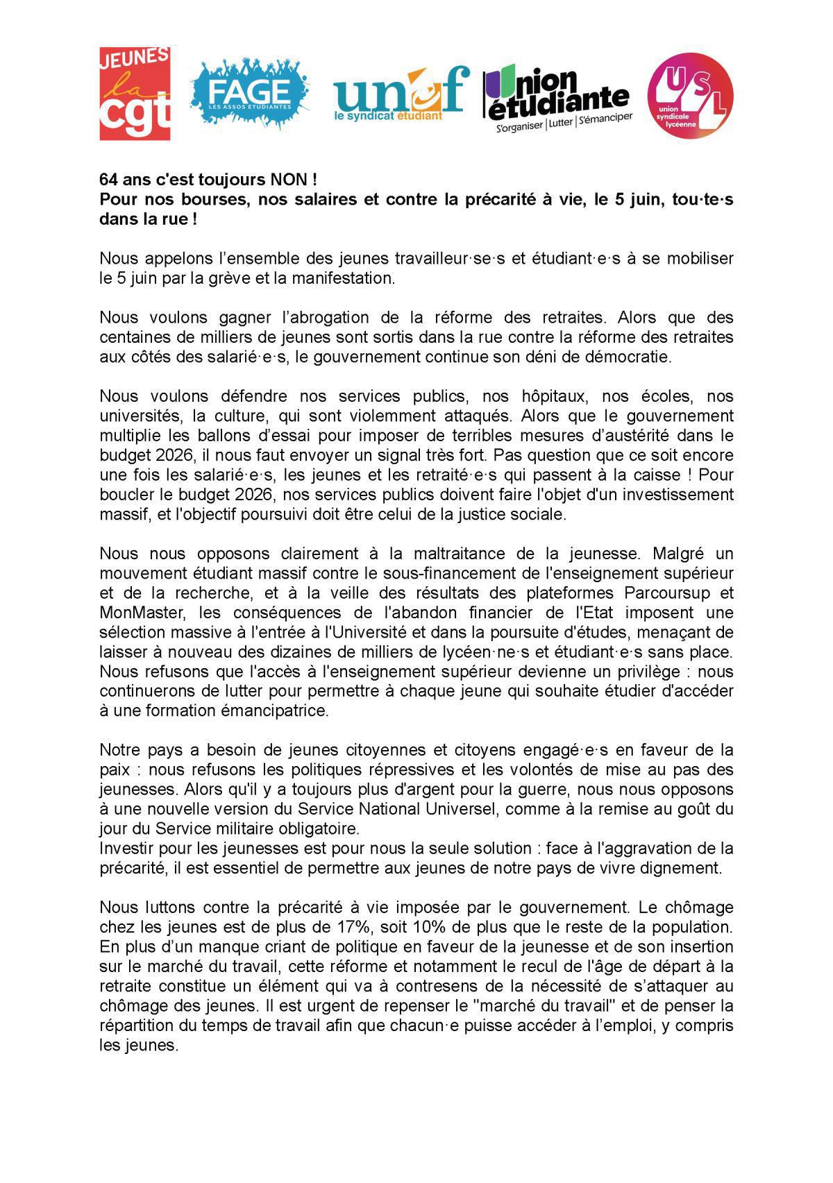 Pour les jeunes ? 64 ans c'est toujours non !