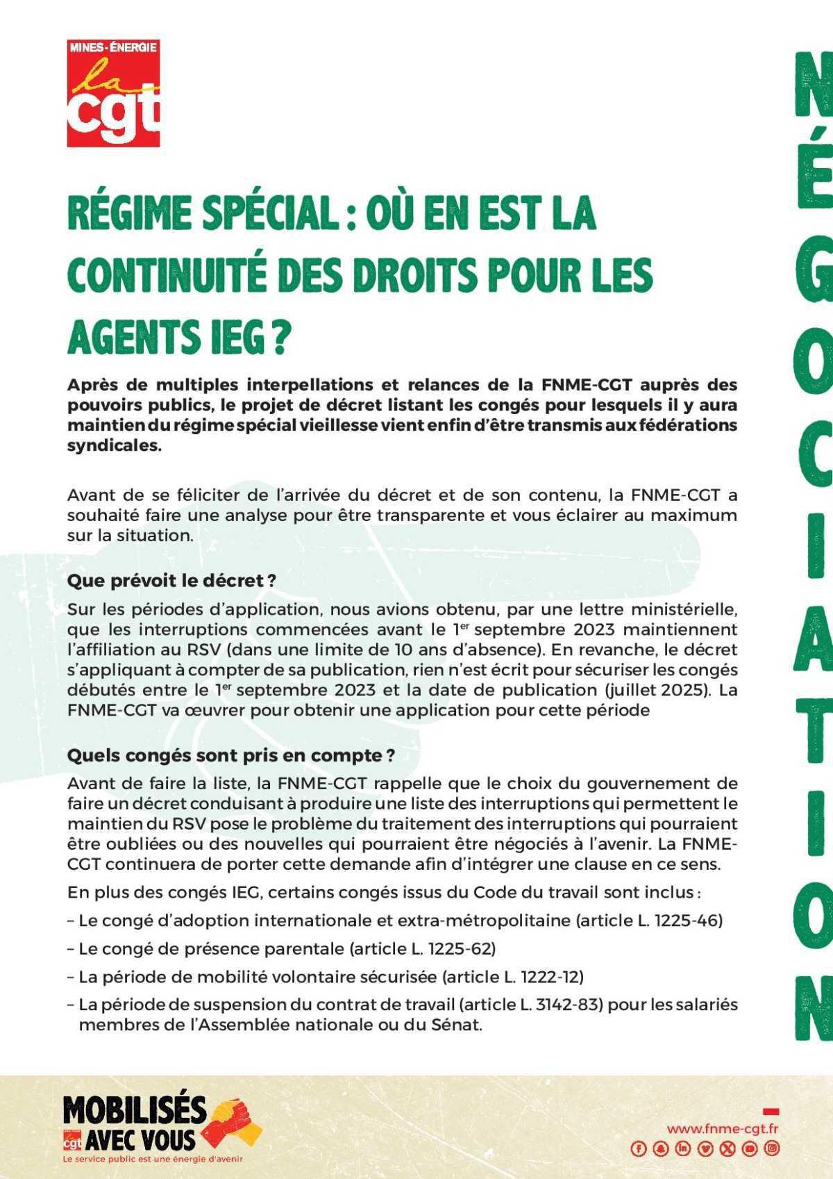 Régime spécial : où en est la continuité des droits pour les agents IEG ?