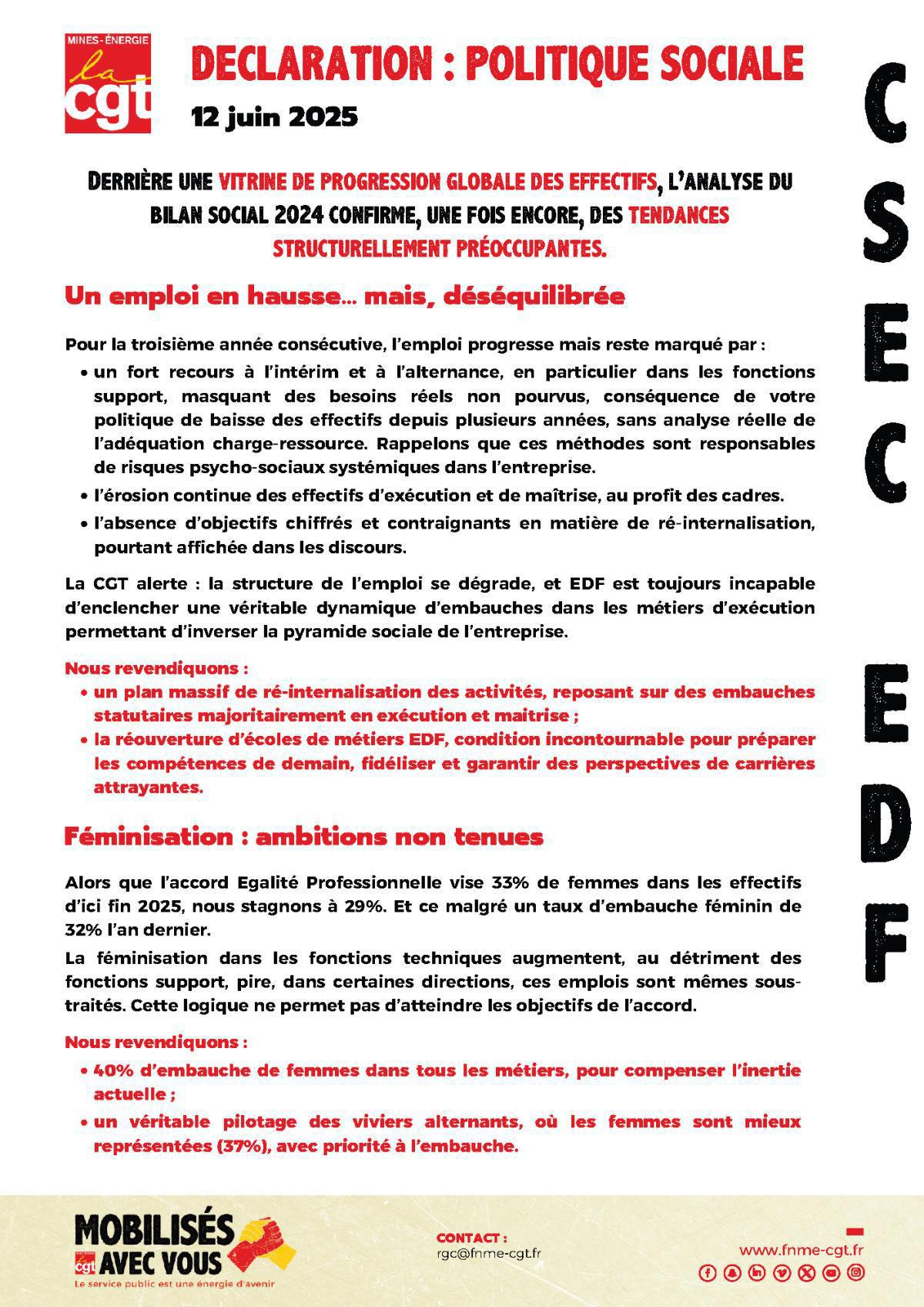 [CSEC EDF] Déclaration Politique Sociale EDF 2025