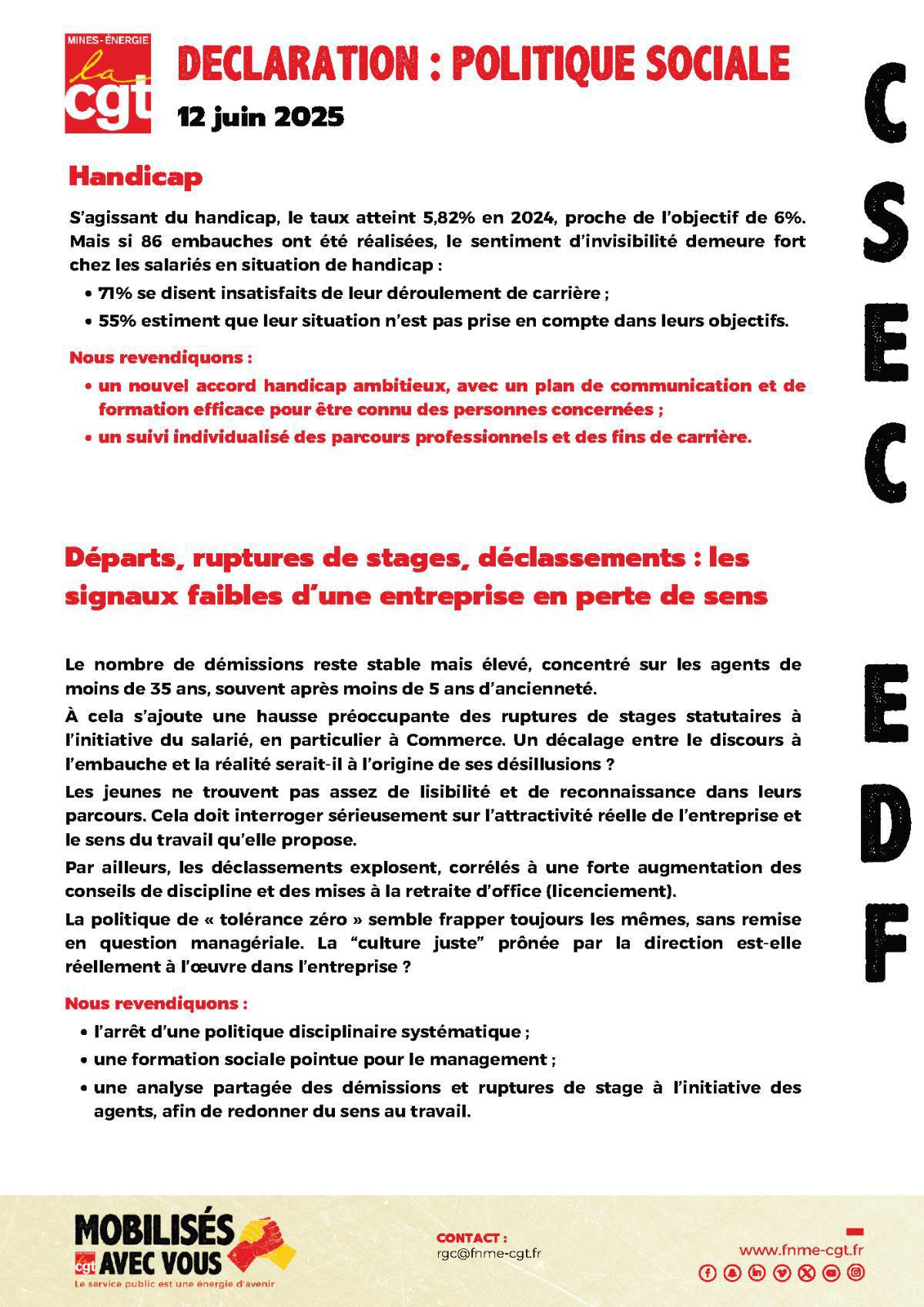 [CSEC EDF] Déclaration Politique Sociale EDF 2025