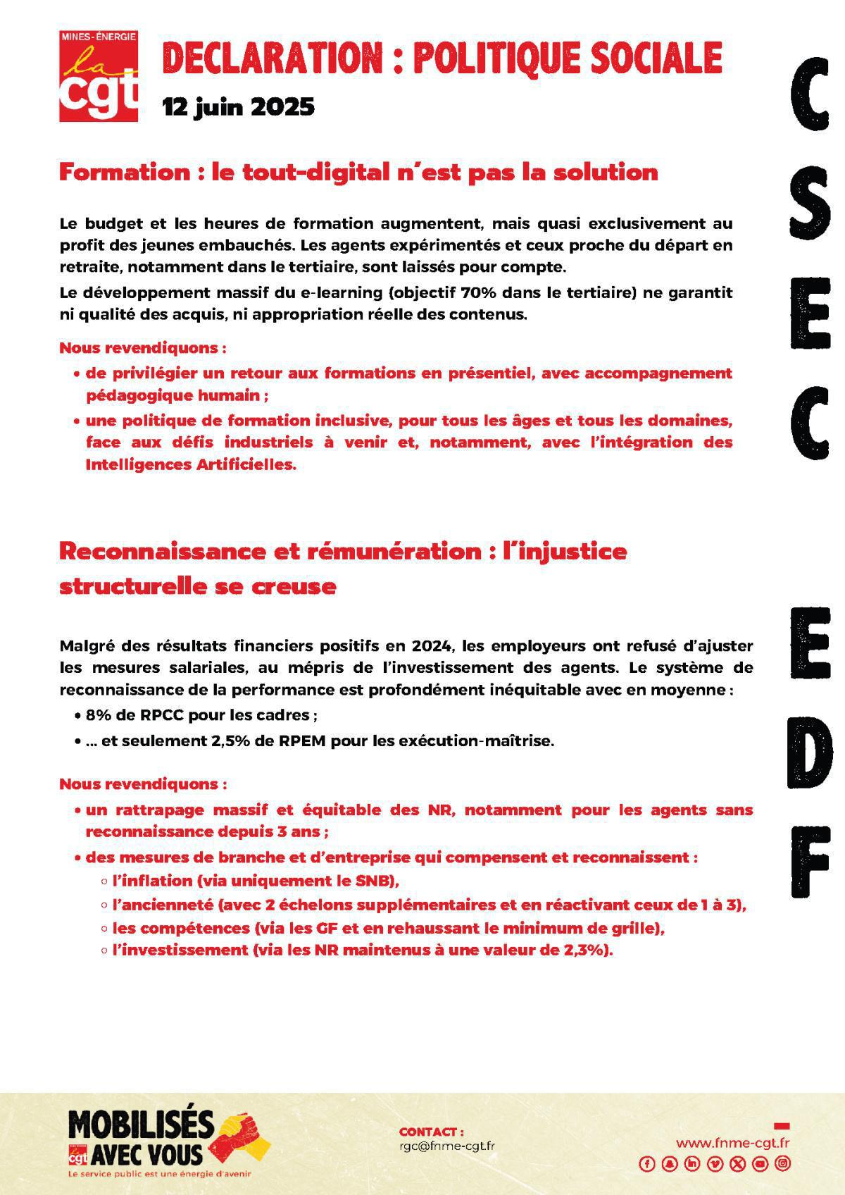 [CSEC EDF] Déclaration Politique Sociale EDF 2025