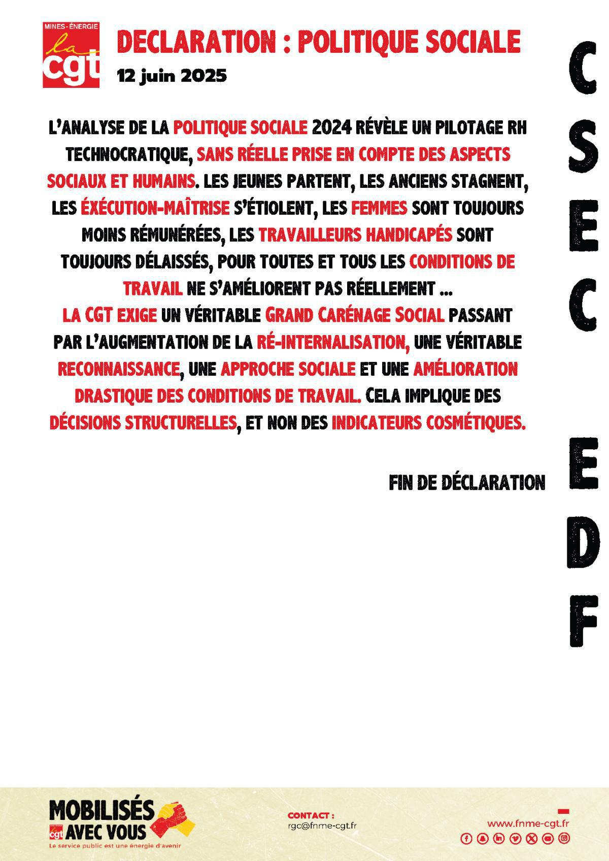 [CSEC EDF] Déclaration Politique Sociale EDF 2025