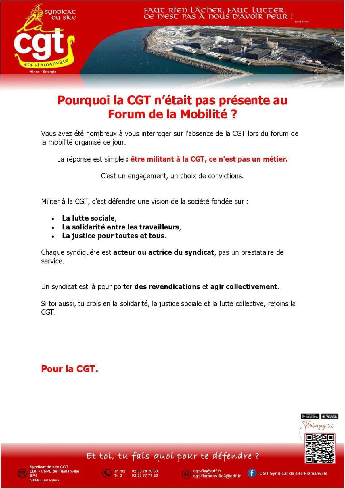 Pourquoi la CGT n'était pas présente au Forum de la Mobilité ?