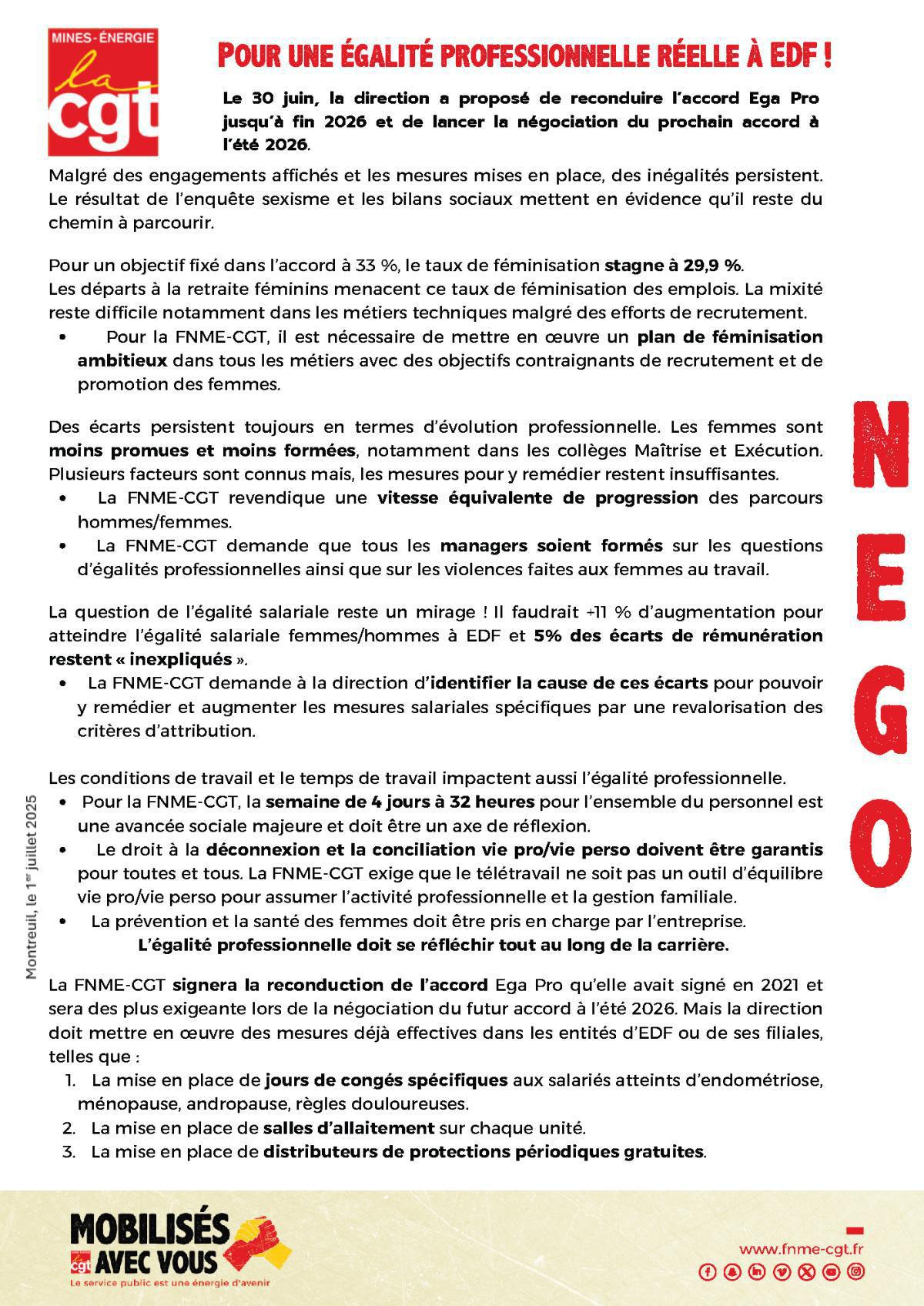 Pour une égalité professionnelle réelle à EDF