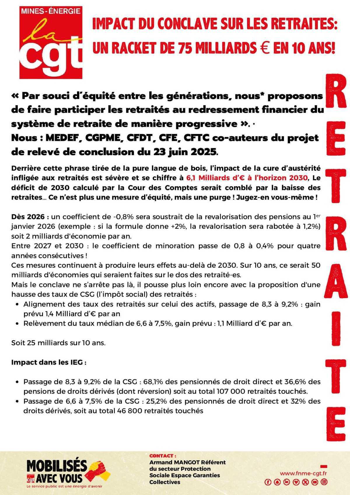 Impact du conclave sur les retraites : Un racket de 75 milliards euros en 10 ans !