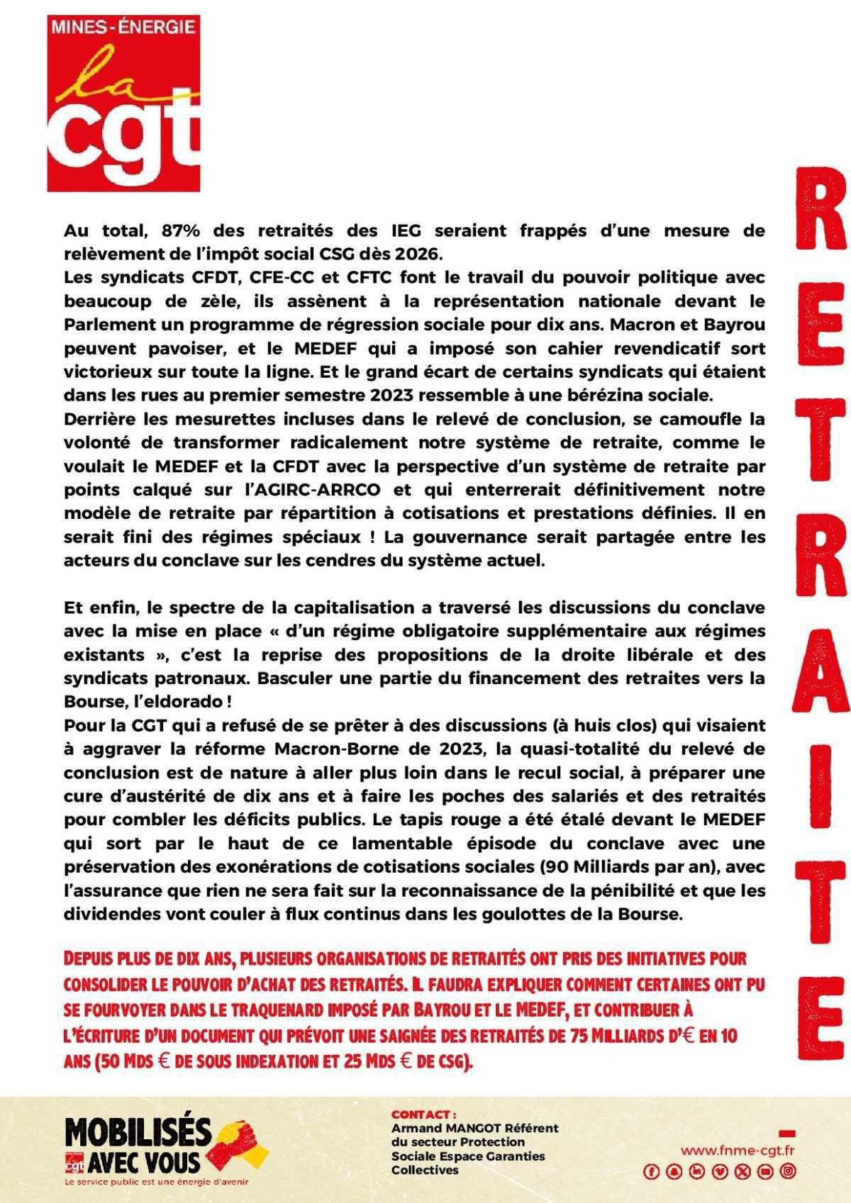 Impact du conclave sur les retraites : Un racket de 75 milliards euros en 10 ans !