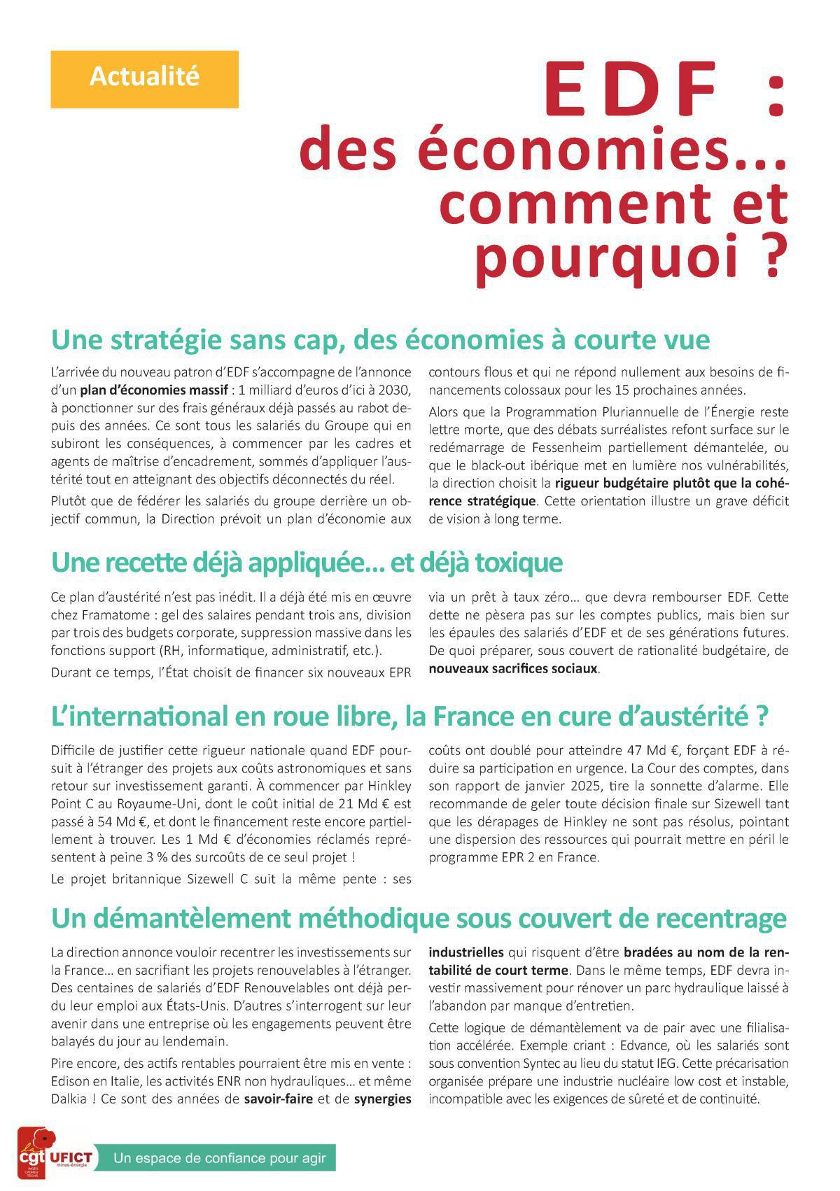 EDF : des économies... comment et pourquoi ?
